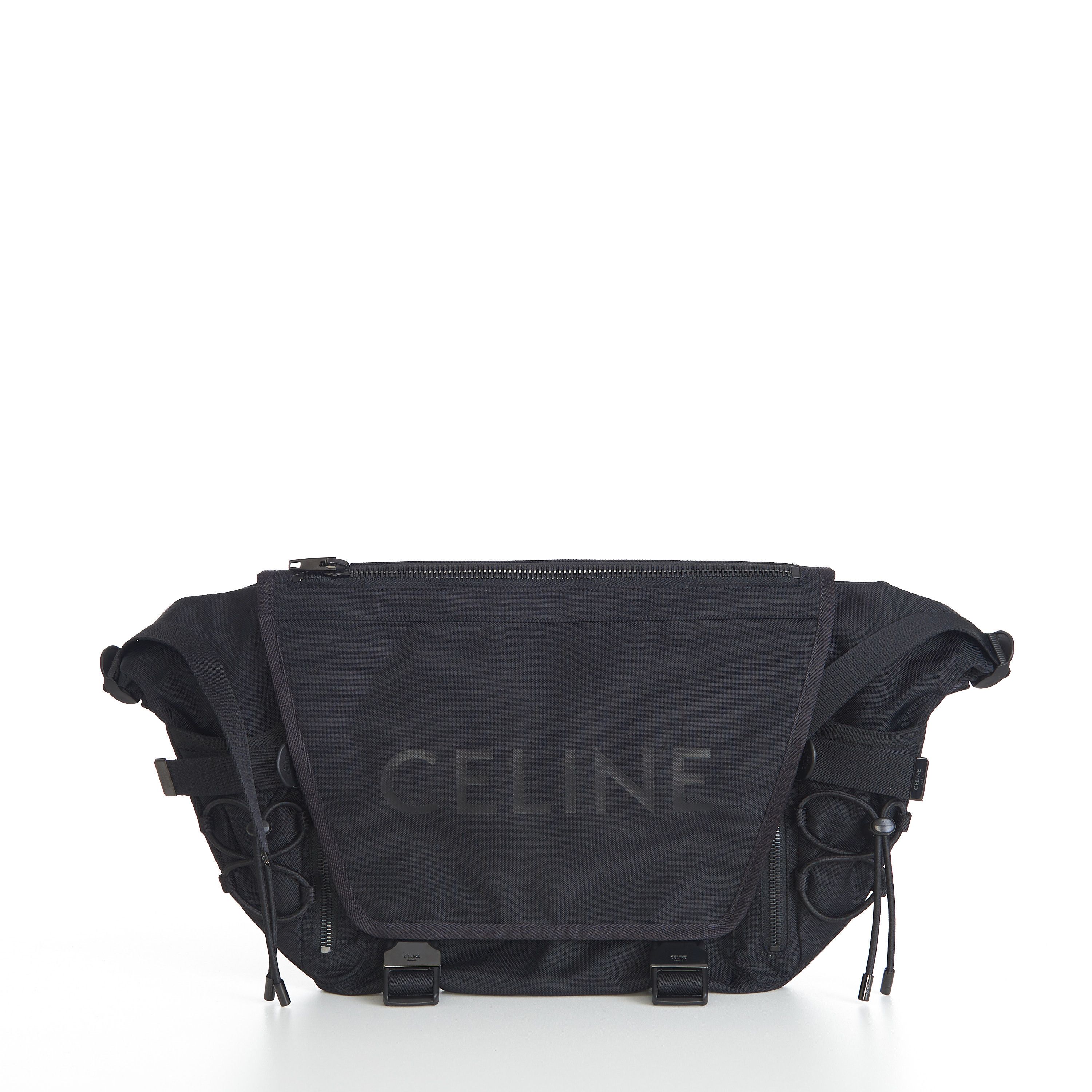 MEDIUM MESSENGER TREKKING IN NYLON WITH CELINE PRINT - BLACK