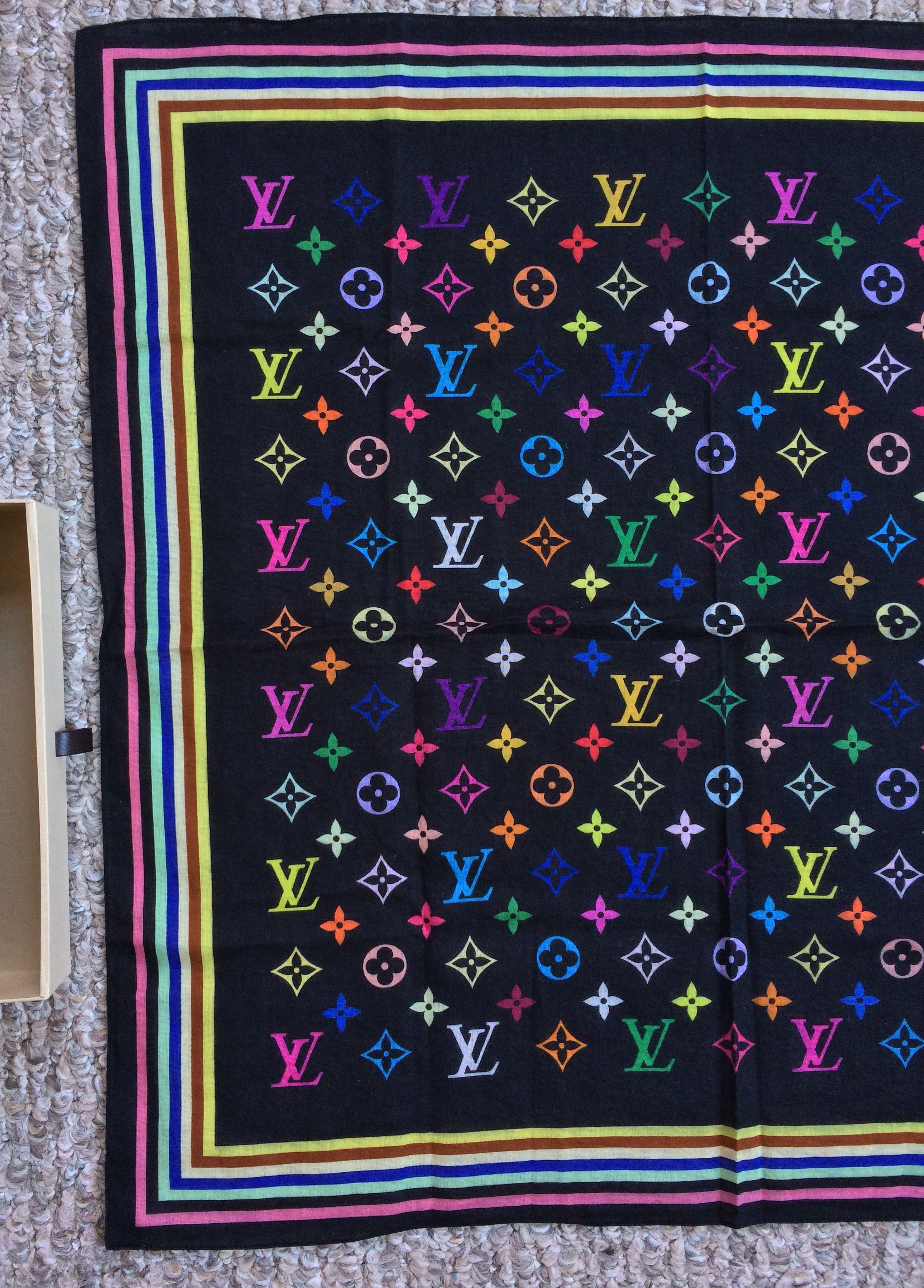 Louis Vuitton × Takashi Murakami NEW S/S 2003 Vuitton Murakami Multicolor Monogram Scarf Size ONE SIZE - 2 Thumbnail
