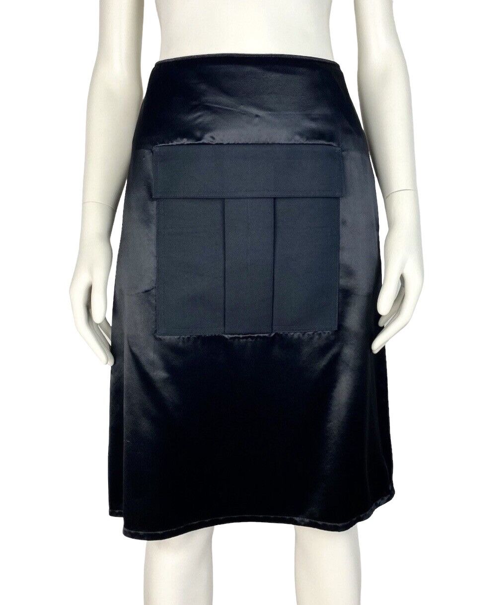 Phoebe Philo Satin Utility Pocket Skirt Black