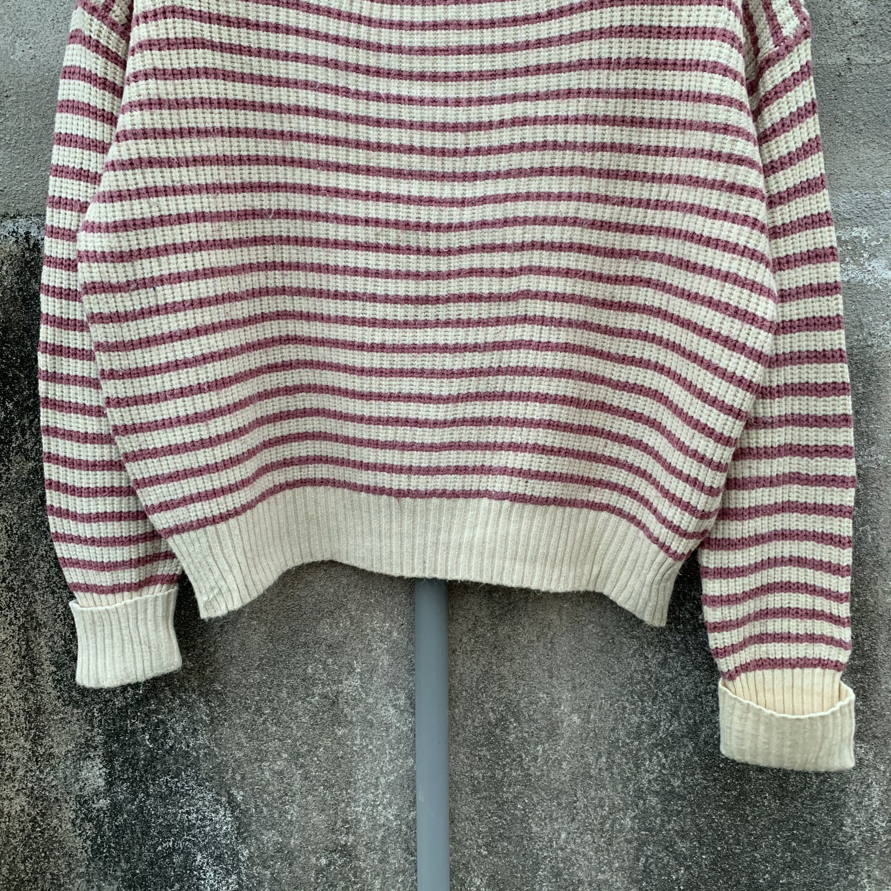 Aran Isles Knitwear Baggy Knit Japanese Striped Jumper Crop Pullover Sweater Size US M / EU 48-50 / 2 - 3 Thumbnail