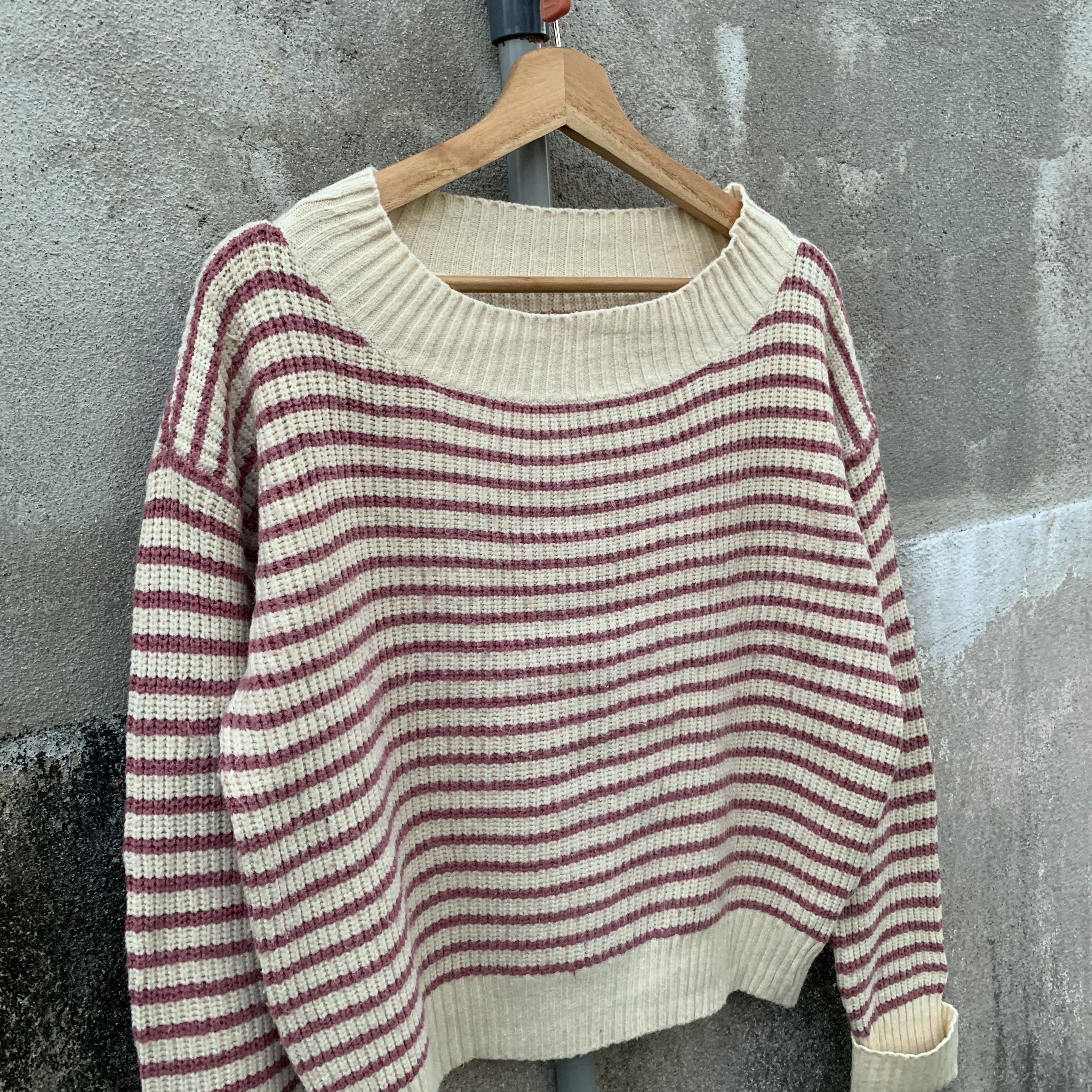 Aran Isles Knitwear Baggy Knit Japanese Striped Jumper Crop Pullover Sweater Size US M / EU 48-50 / 2 - 4 Thumbnail