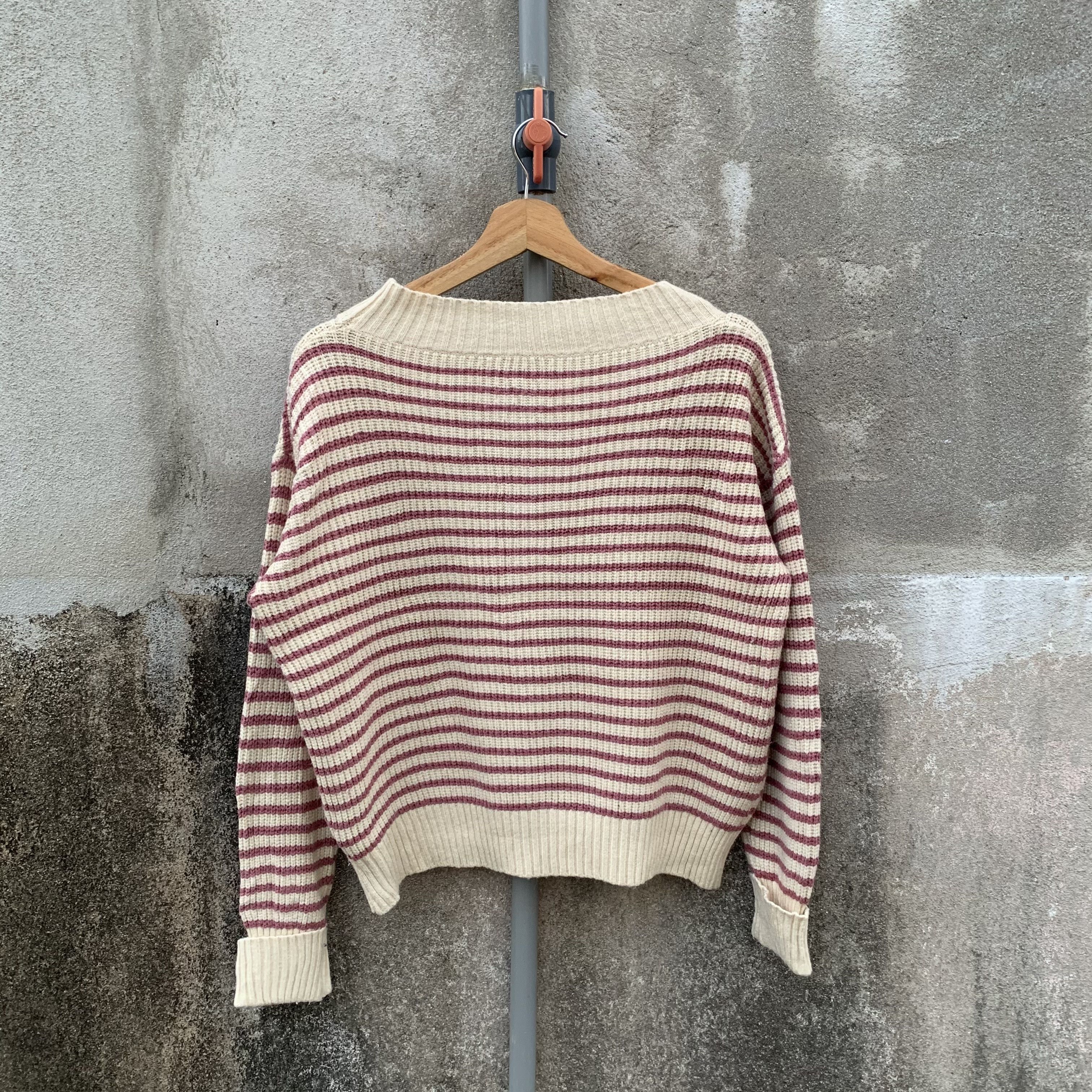 Aran Isles Knitwear Baggy Knit Japanese Striped Jumper Crop Pullover Sweater Size US M / EU 48-50 / 2 - 6 Thumbnail