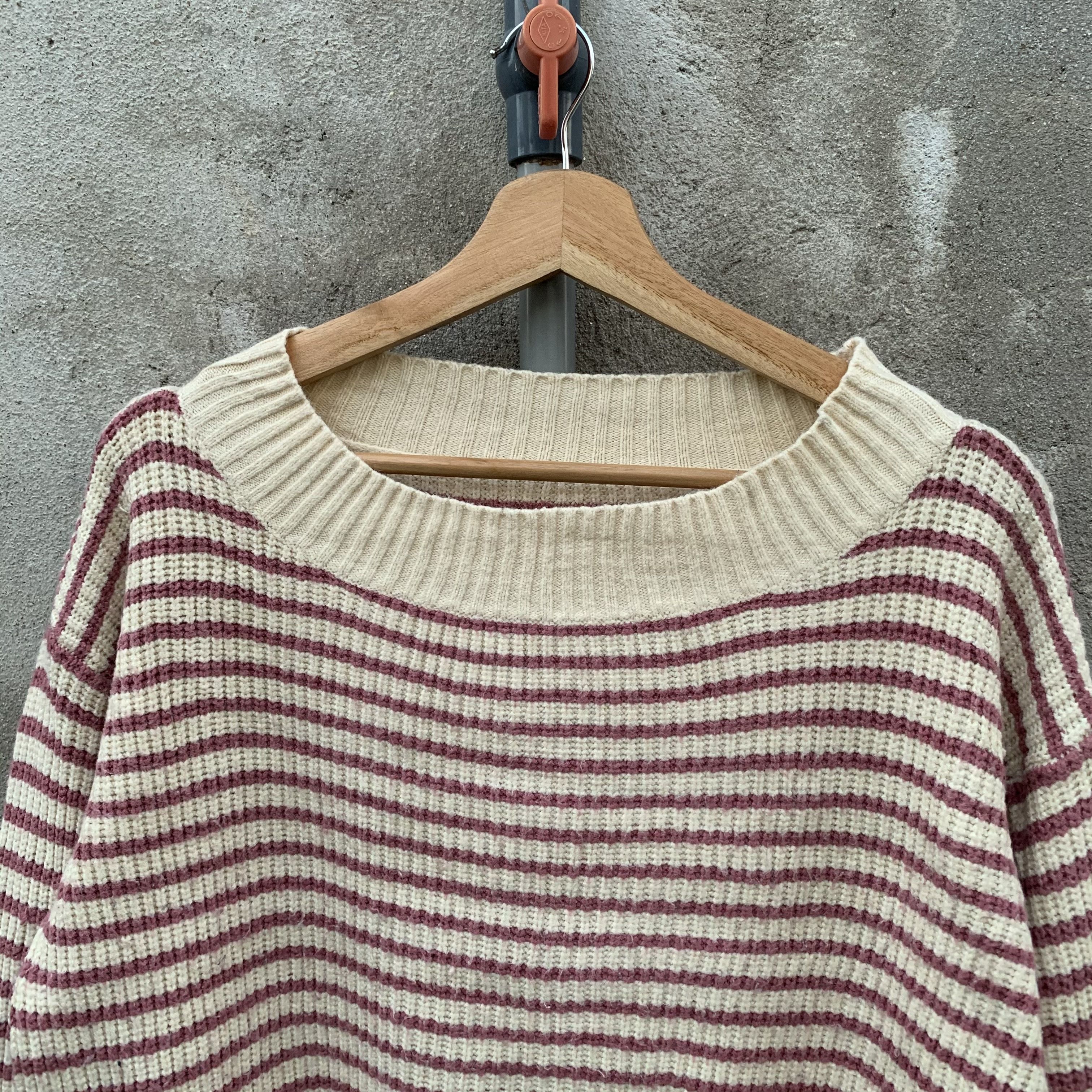 Aran Isles Knitwear Baggy Knit Japanese Striped Jumper Crop Pullover Sweater Size US M / EU 48-50 / 2 - 2 Thumbnail