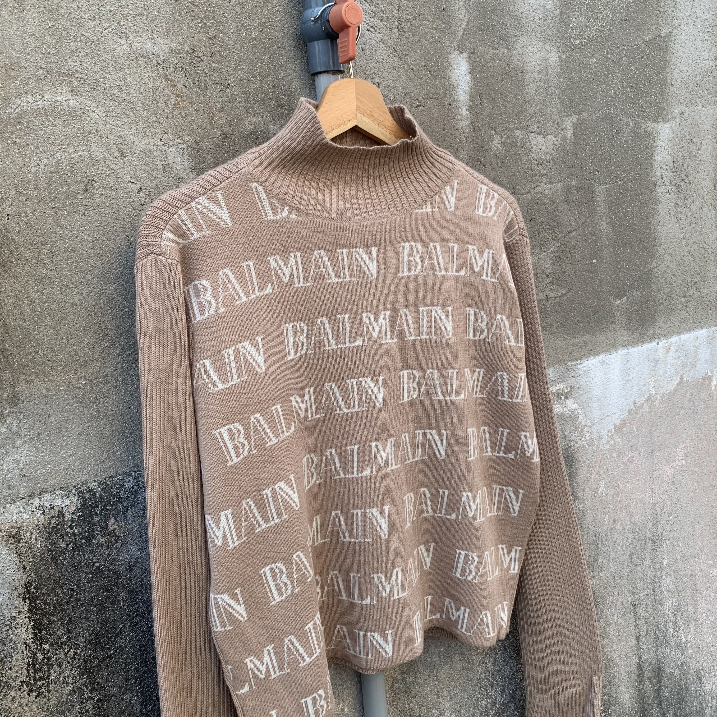 Japanese Brand SEND OFFER💥 Balmain Paris Full Printed Knit Cropped Sweater Size US L / EU 52-54 / 3 - 2 Thumbnail