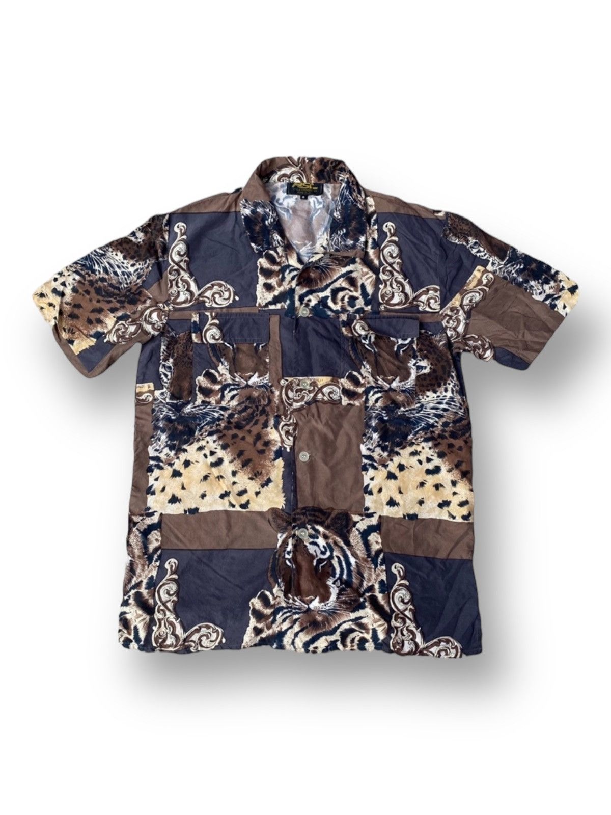 Japanese Brand × Vintage Over Print Tiger Vintage Silk Shirt. #W Size US M / EU 48-50 / 2 - 1 Thumbnail