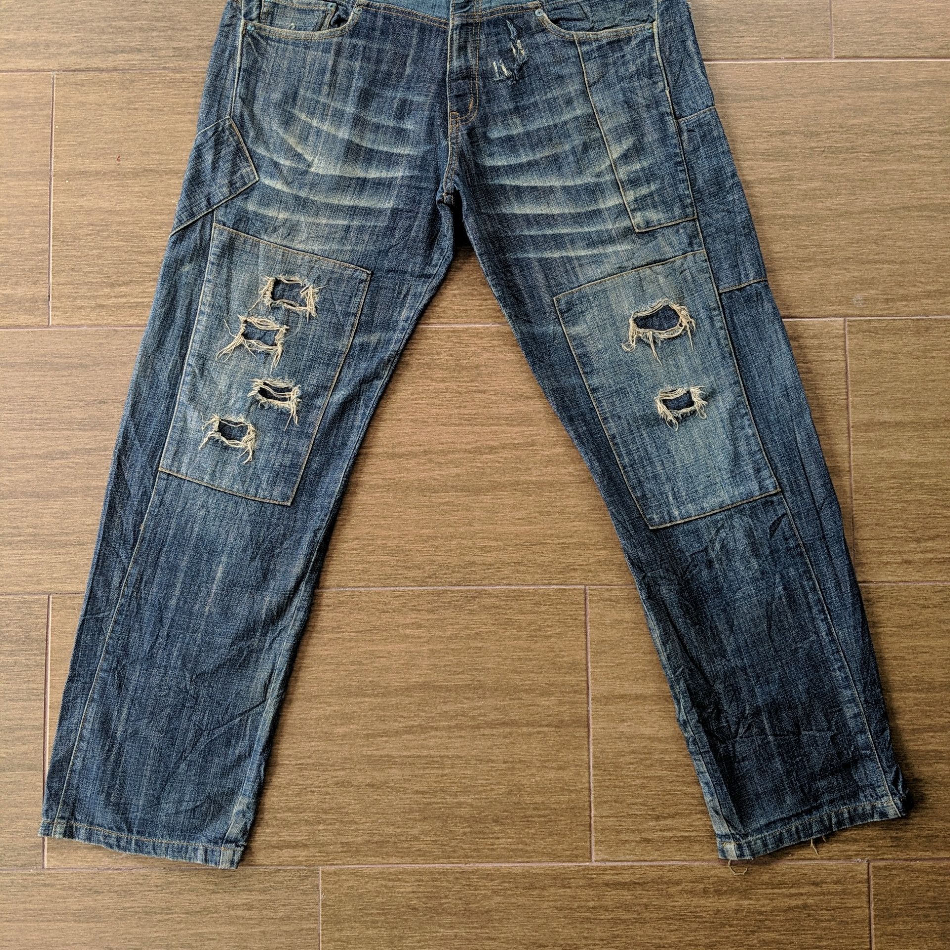 Japanese Brand W36🔥Vtg Japanese Distressed Faded Sick Denim Jeans Pants Size US 36 / EU 52 - 3 Thumbnail