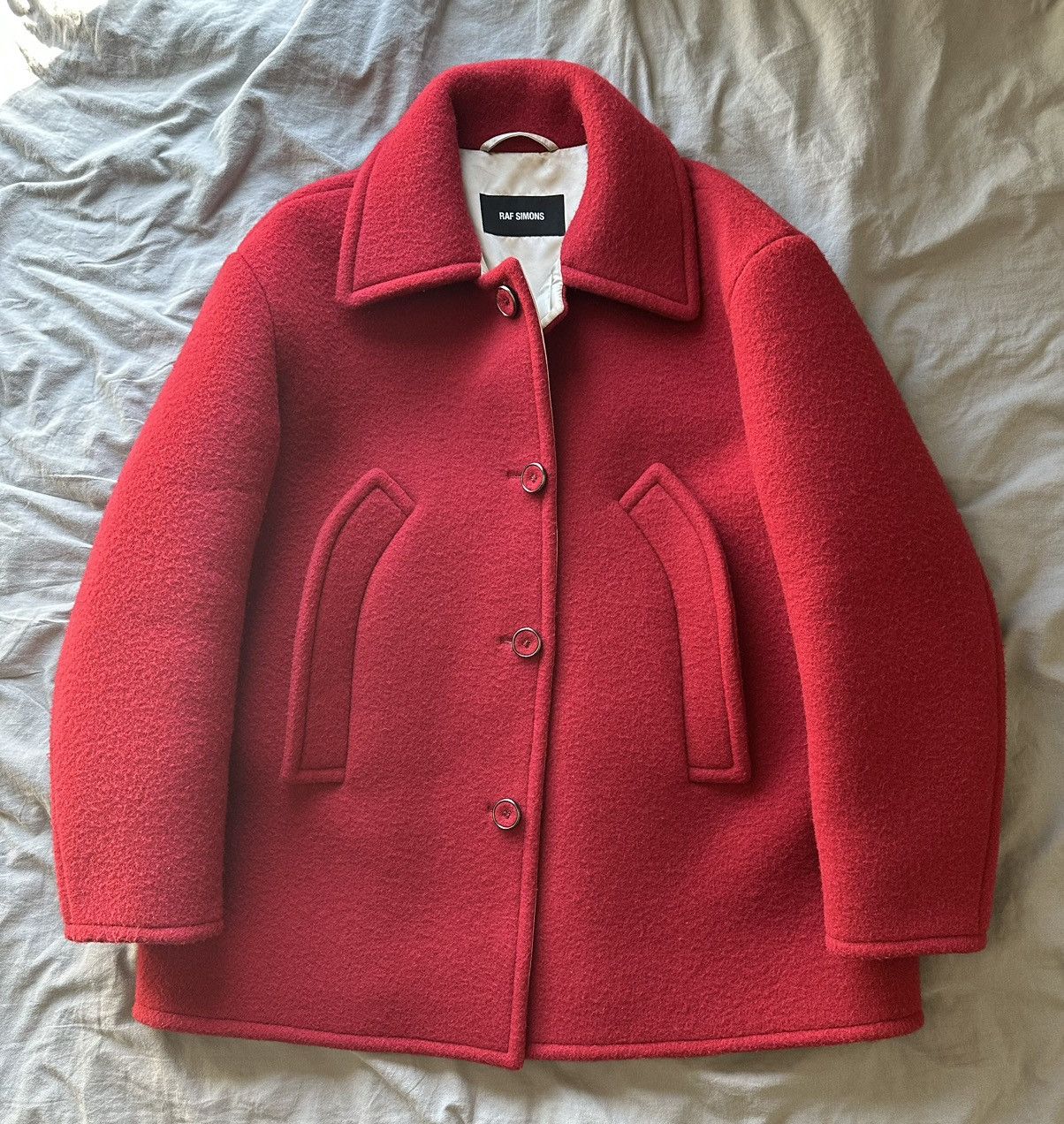 Raf Simons Raf Simons 18FW Caban Wool Coat Red Grailed
