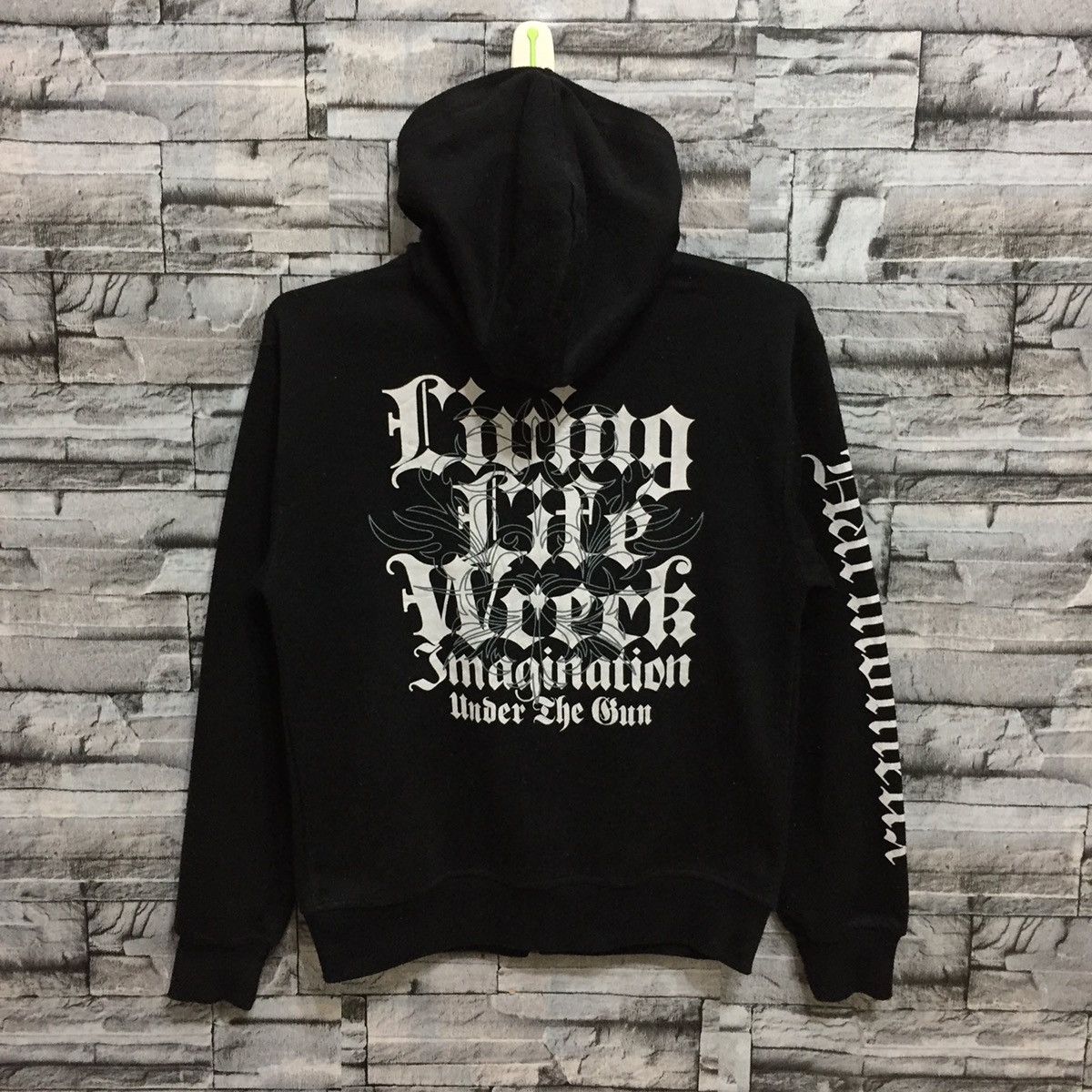 Vintage Turkey Bear hoodie spellout Living Life Wreck size M fit S Size US S / EU 44-46 / 1 - 2 Thumbnail