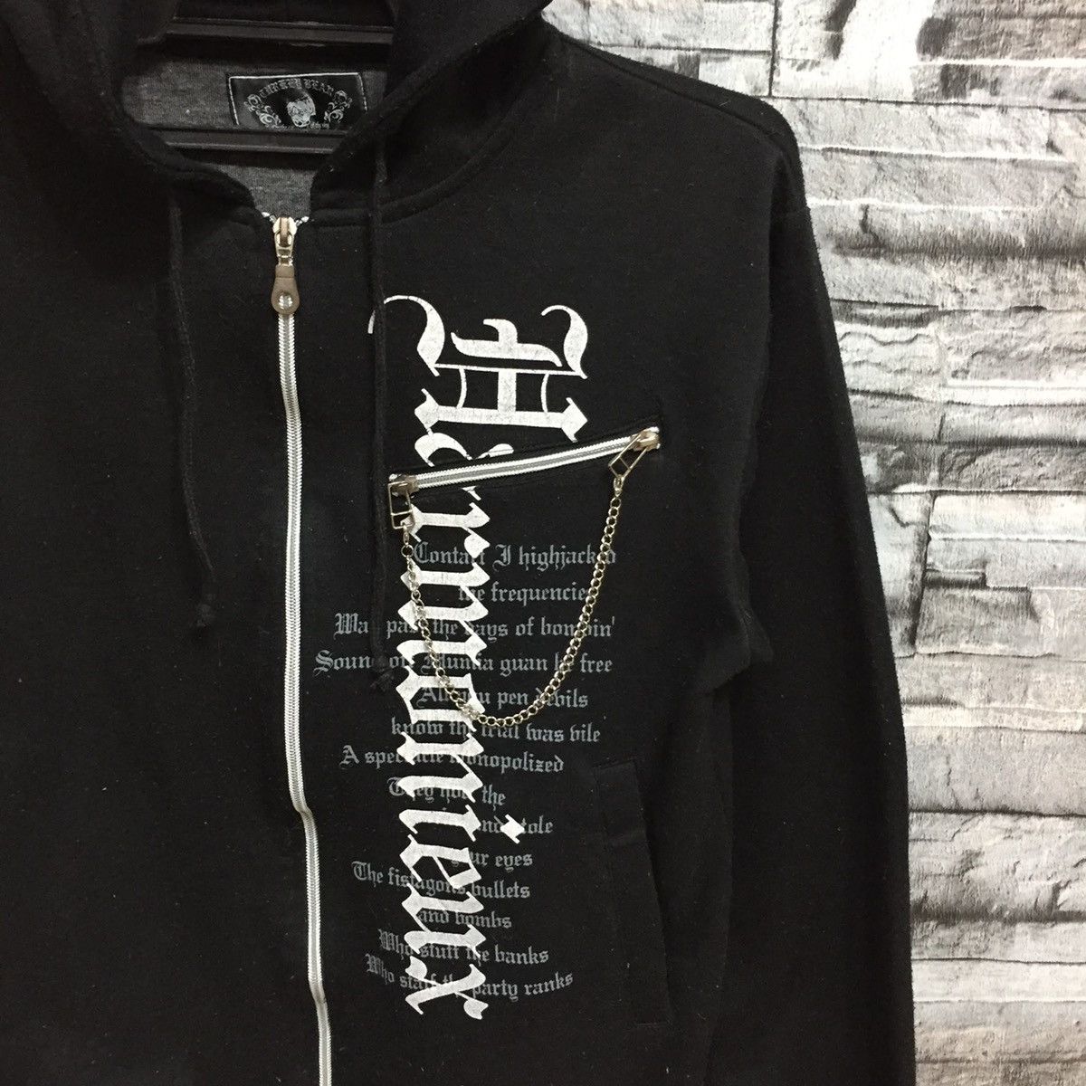 Vintage Turkey Bear hoodie spellout Living Life Wreck size M fit S Size US S / EU 44-46 / 1 - 5 Thumbnail