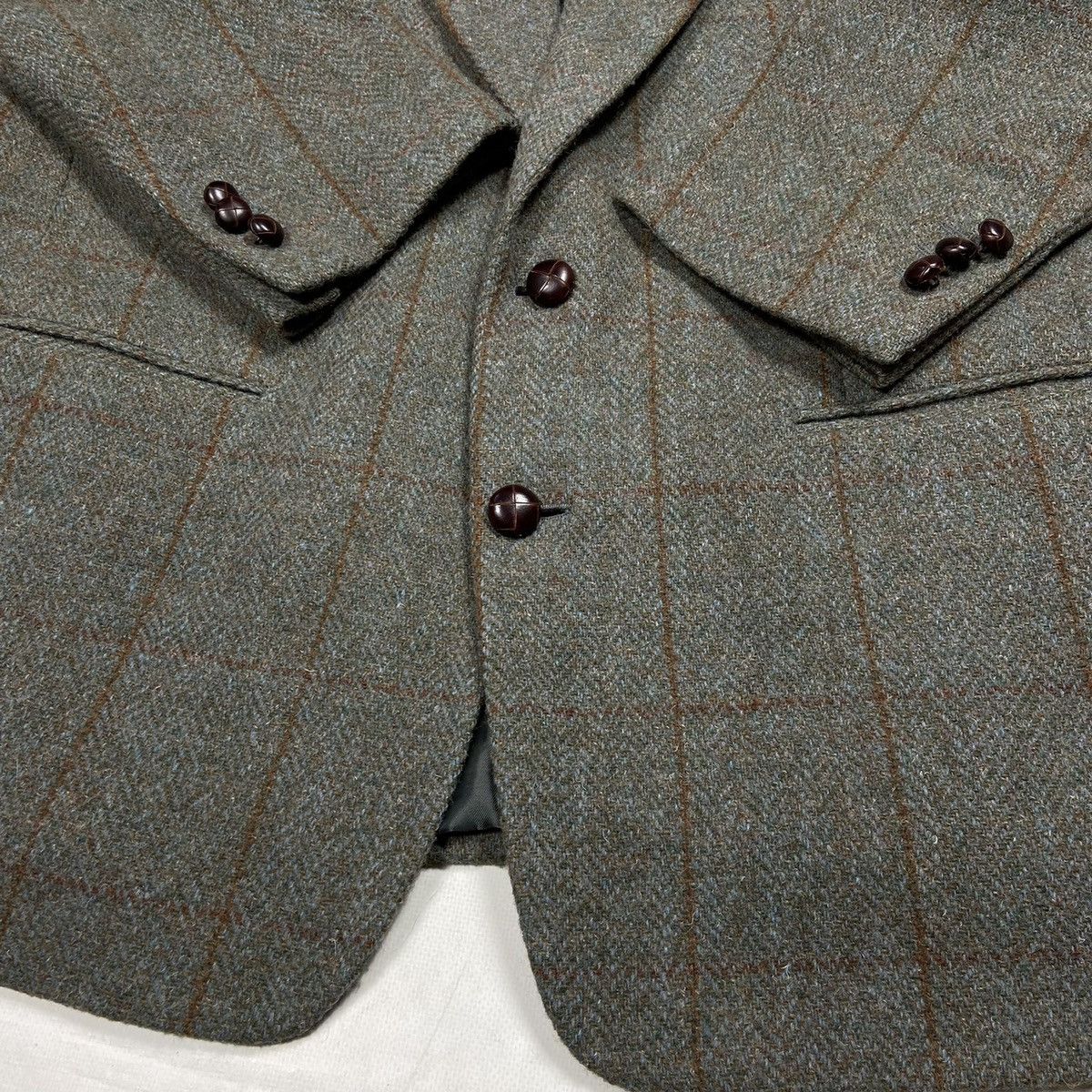 Harris Tweed 1990s HARRIS TWEED PISTACHIO WOOL GREEN WOODS BLAZER JACKET Size 48L - 4 Thumbnail