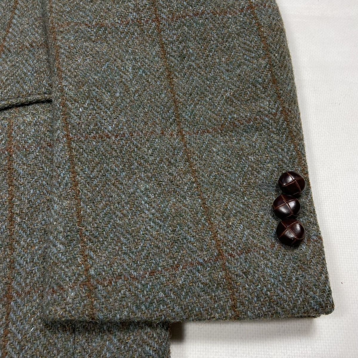 Harris Tweed 1990s HARRIS TWEED PISTACHIO WOOL GREEN WOODS BLAZER JACKET Size 48L - 3 Thumbnail