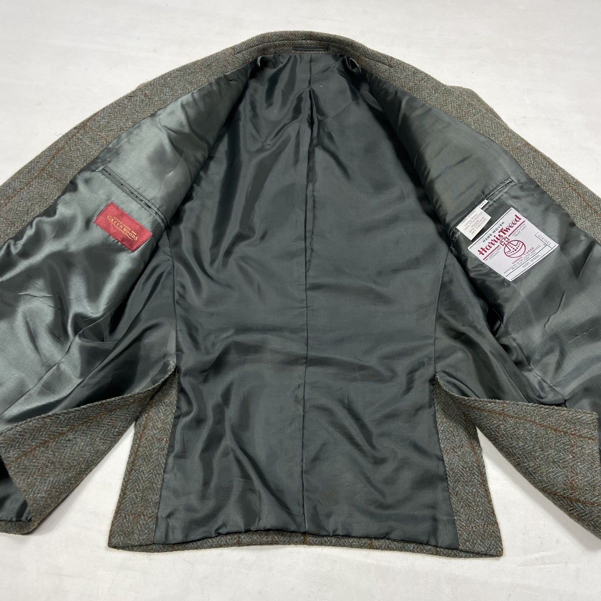 Harris Tweed 1990s HARRIS TWEED PISTACHIO WOOL GREEN WOODS BLAZER JACKET Size 48L - 7 Thumbnail