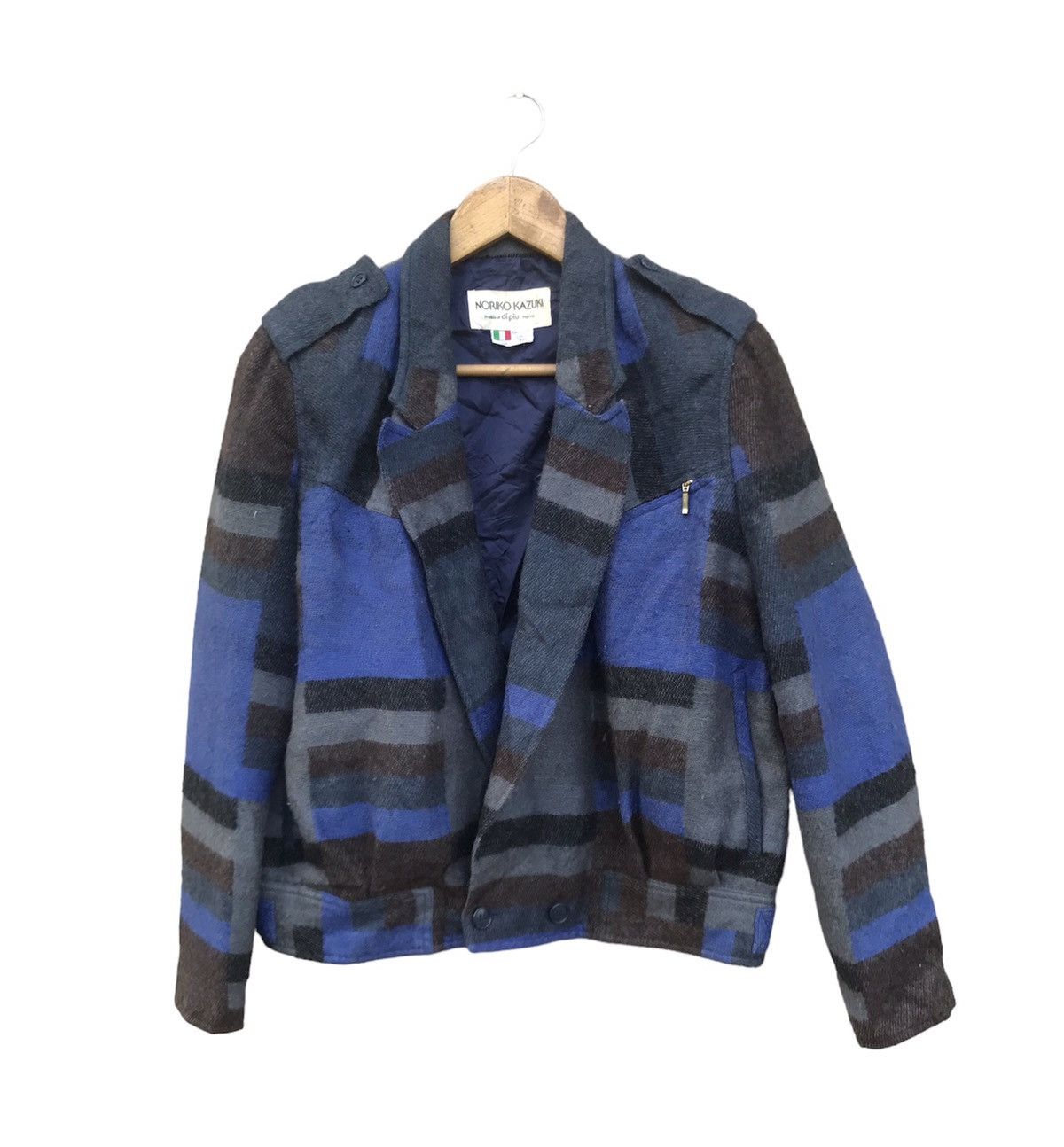 image of Archival Clothing x Beauty Beast Noriko Kazuki Wool Cashmere Cropped Jacket Patchwork Style (Size S