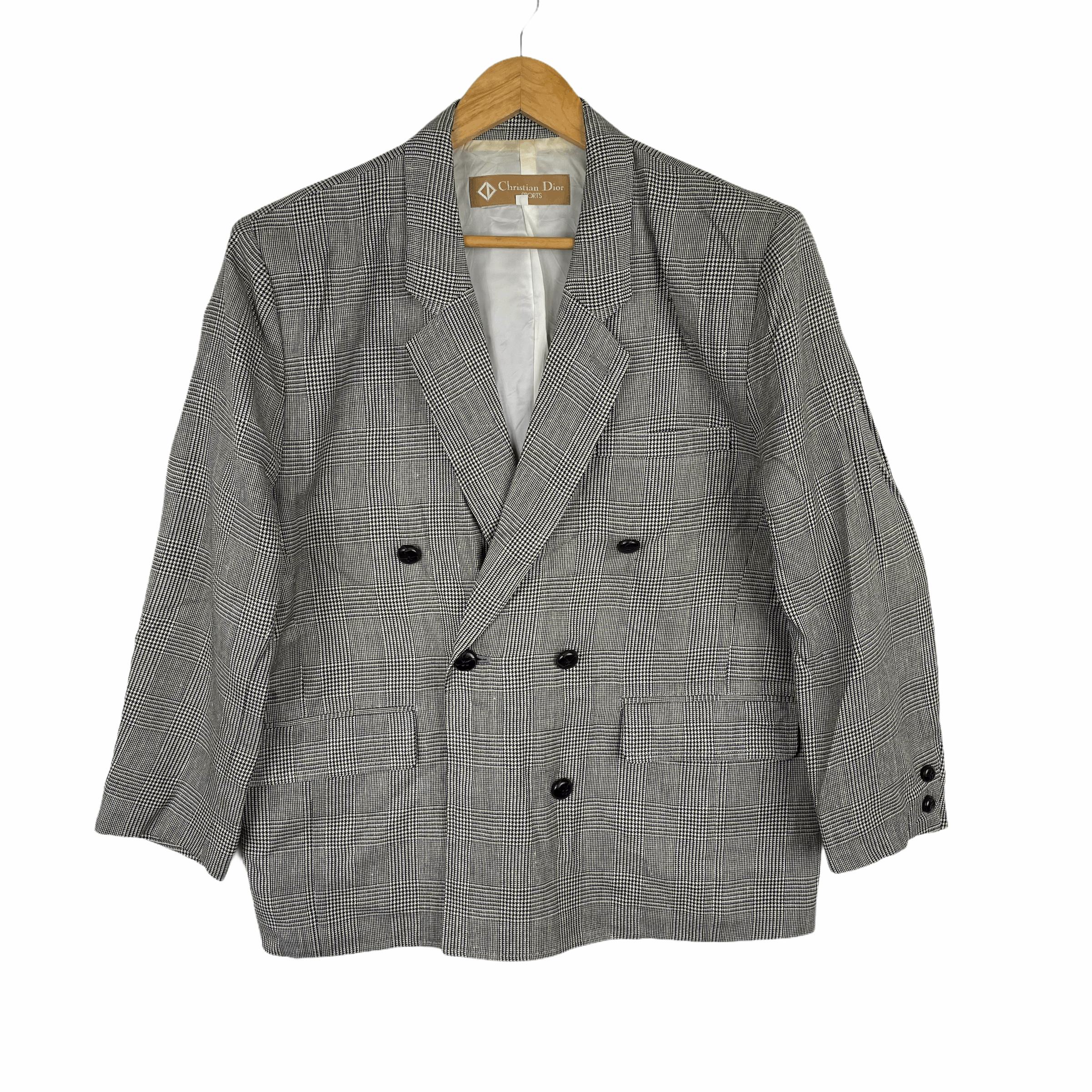 Christian Dior Monsieur Vintage CHRISTIAN DIOR SPORTS Tartan Check Silver Blazer Size 46R - 1 Thumbnail