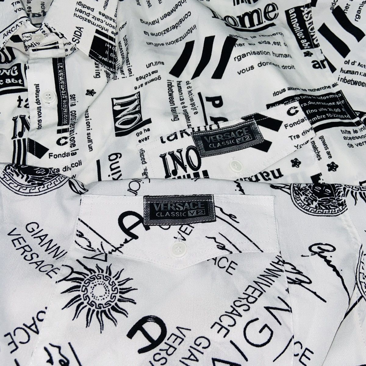 Versace 90s VERSACE MONOGRAM OVERPRINTED ARCHIVE RARE SHIRT - № 323 Size US XL / EU 56 / 4 - 9 Thumbnail