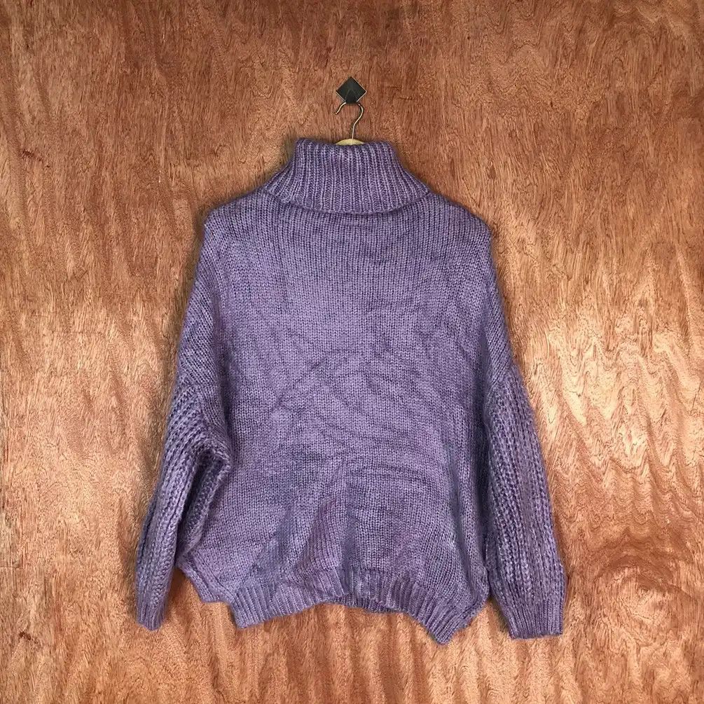 Aran Isles Knitwear × Homespun Knitwear × Japanese Brand GRL Purple Turtle Neck Knitwear #479 Size US XXL / EU 58 / 5 - 9 Thumbnail