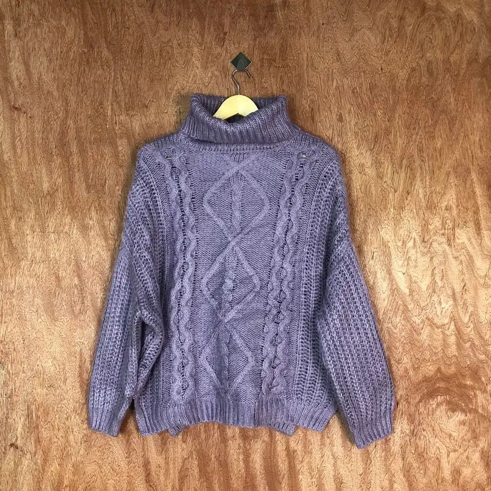 Aran Isles Knitwear × Homespun Knitwear × Japanese Brand GRL Purple Turtle Neck Knitwear #479 Size US XXL / EU 58 / 5 - 1 Thumbnail