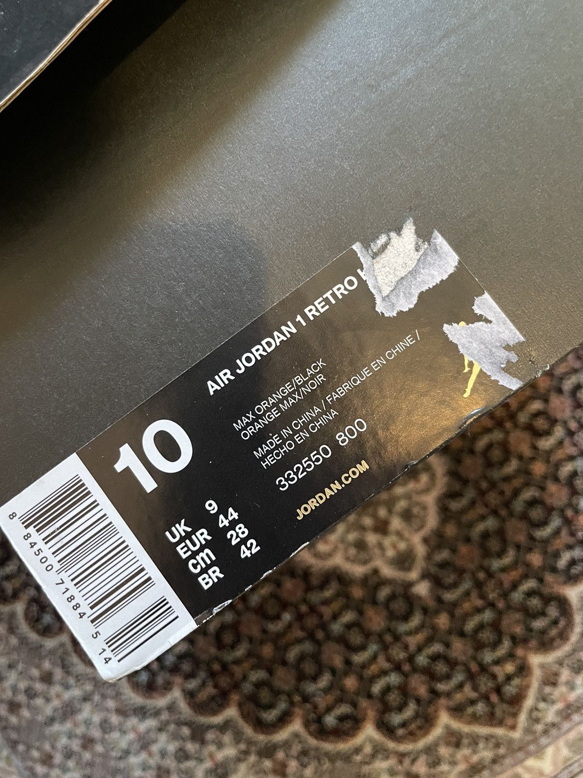 Jordan Brand Nike Air Jordan 1 Rare Air Max Orange / Black 332550-800 Size US 10 / EU 43 - 9 Thumbnail