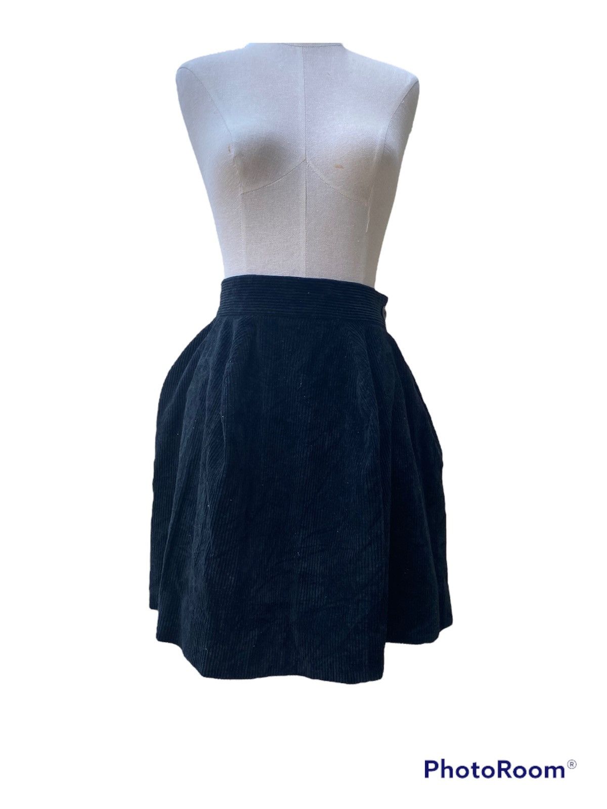 image of Vintage Corduroy Mini Skirt in Black, Women's (Size 27)