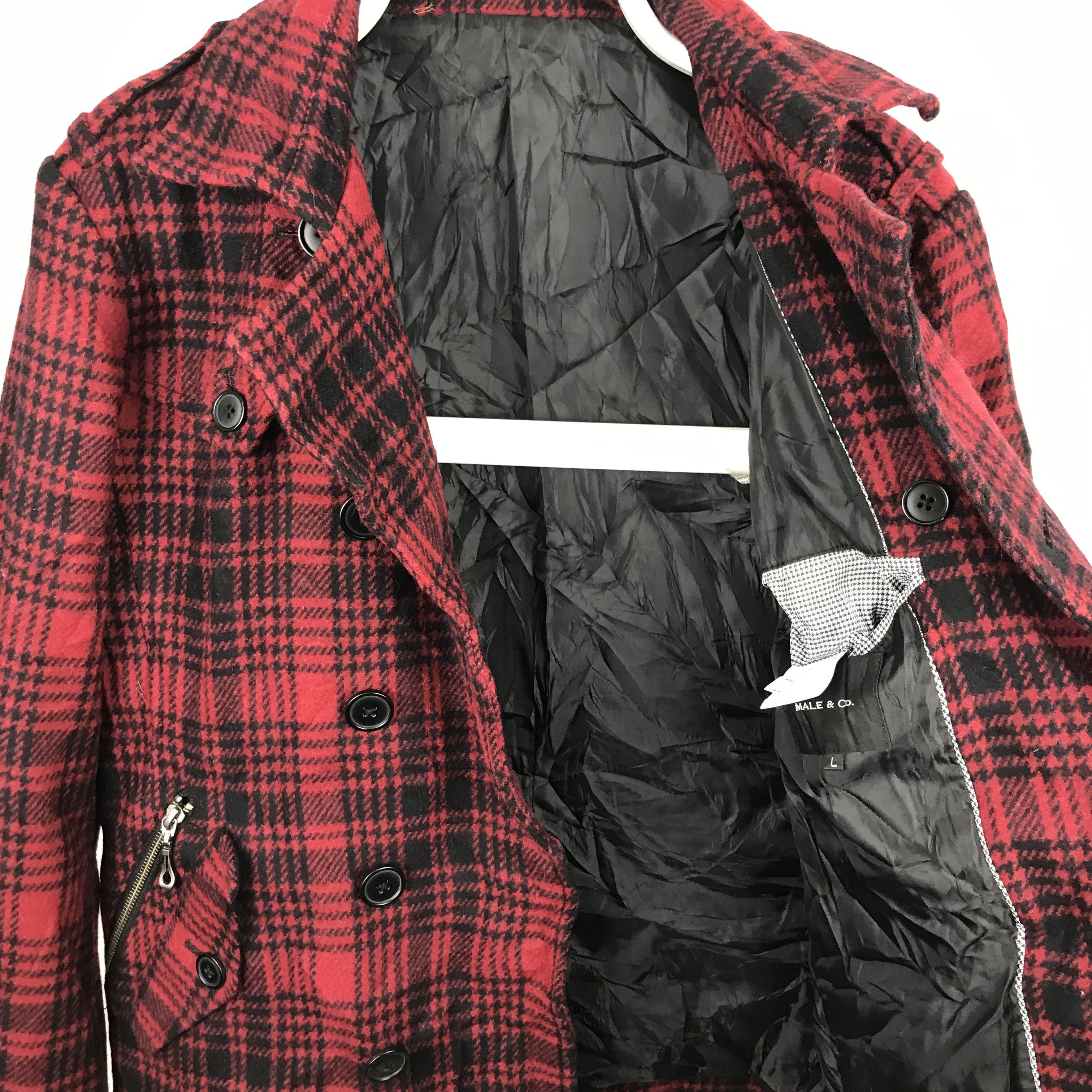Japanese Brand × Seditionaries Z88 MALE & CO CHECKED RED JAPANESE PUNK STYLE WOOL JACKET Size US L / EU 52-54 / 3 - 4 Thumbnail