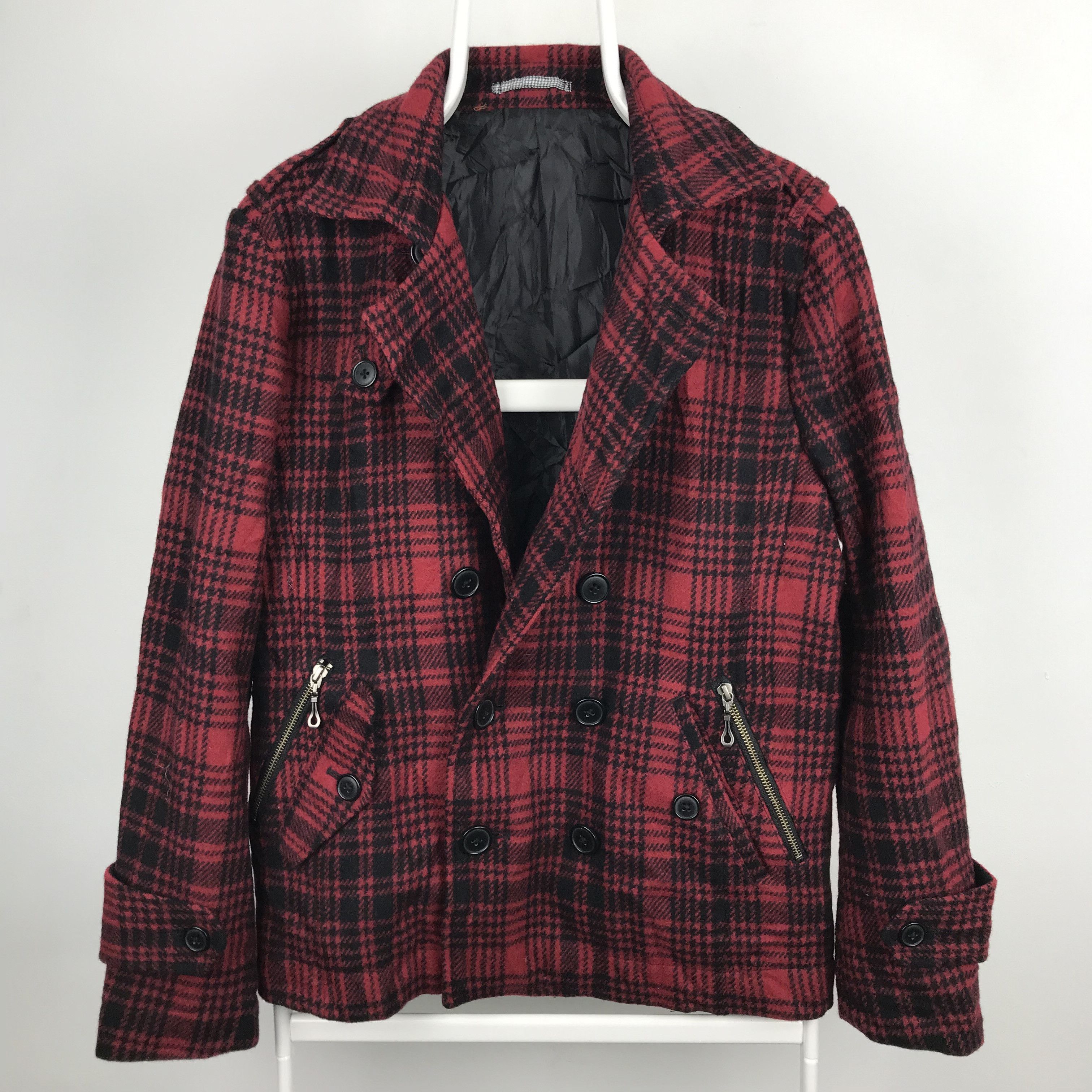 Japanese Brand × Seditionaries Z88 MALE & CO CHECKED RED JAPANESE PUNK STYLE WOOL JACKET Size US L / EU 52-54 / 3 - 1 Thumbnail