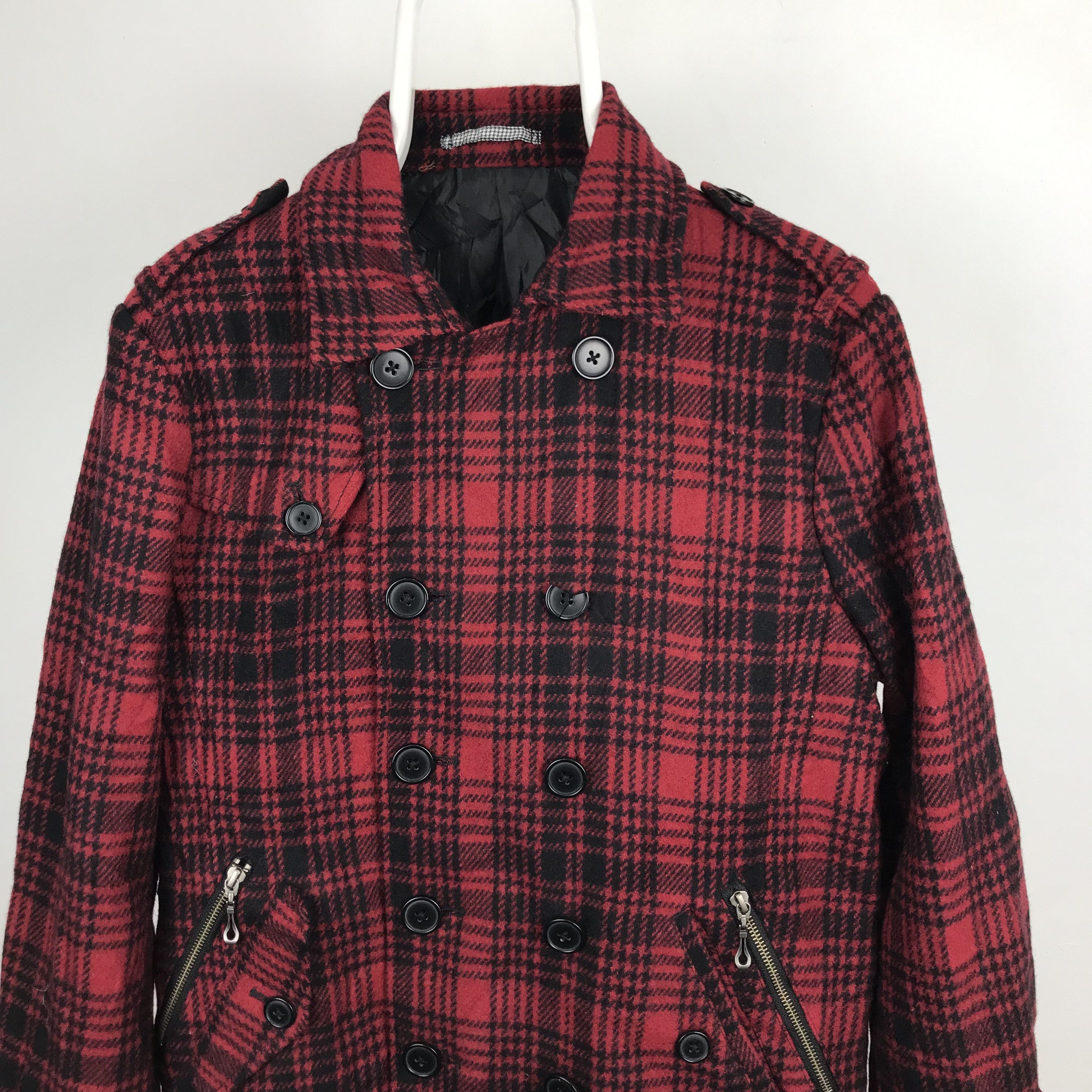 Japanese Brand × Seditionaries Z88 MALE & CO CHECKED RED JAPANESE PUNK STYLE WOOL JACKET Size US L / EU 52-54 / 3 - 3 Thumbnail