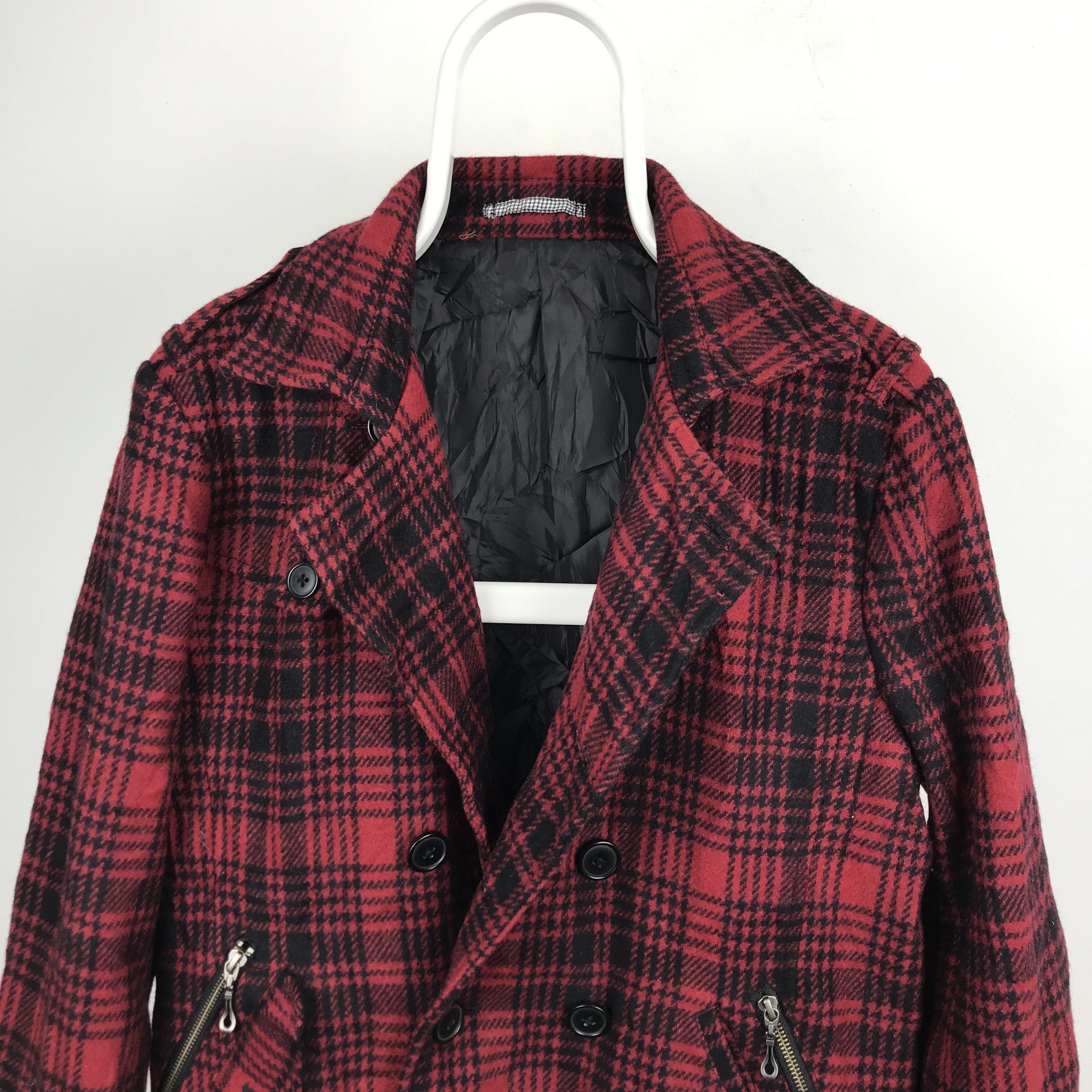 Japanese Brand × Seditionaries Z88 MALE & CO CHECKED RED JAPANESE PUNK STYLE WOOL JACKET Size US L / EU 52-54 / 3 - 5 Thumbnail