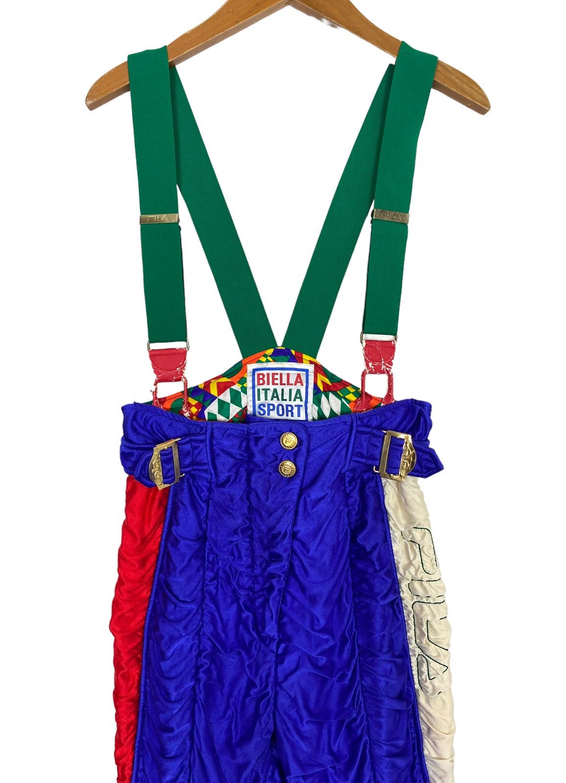 Fila Rare‼️ Vtg Fila Big Logo Ski Pants Overall Multicolor Japan Size 27" / US 4 / IT 40 - 2 Thumbnail