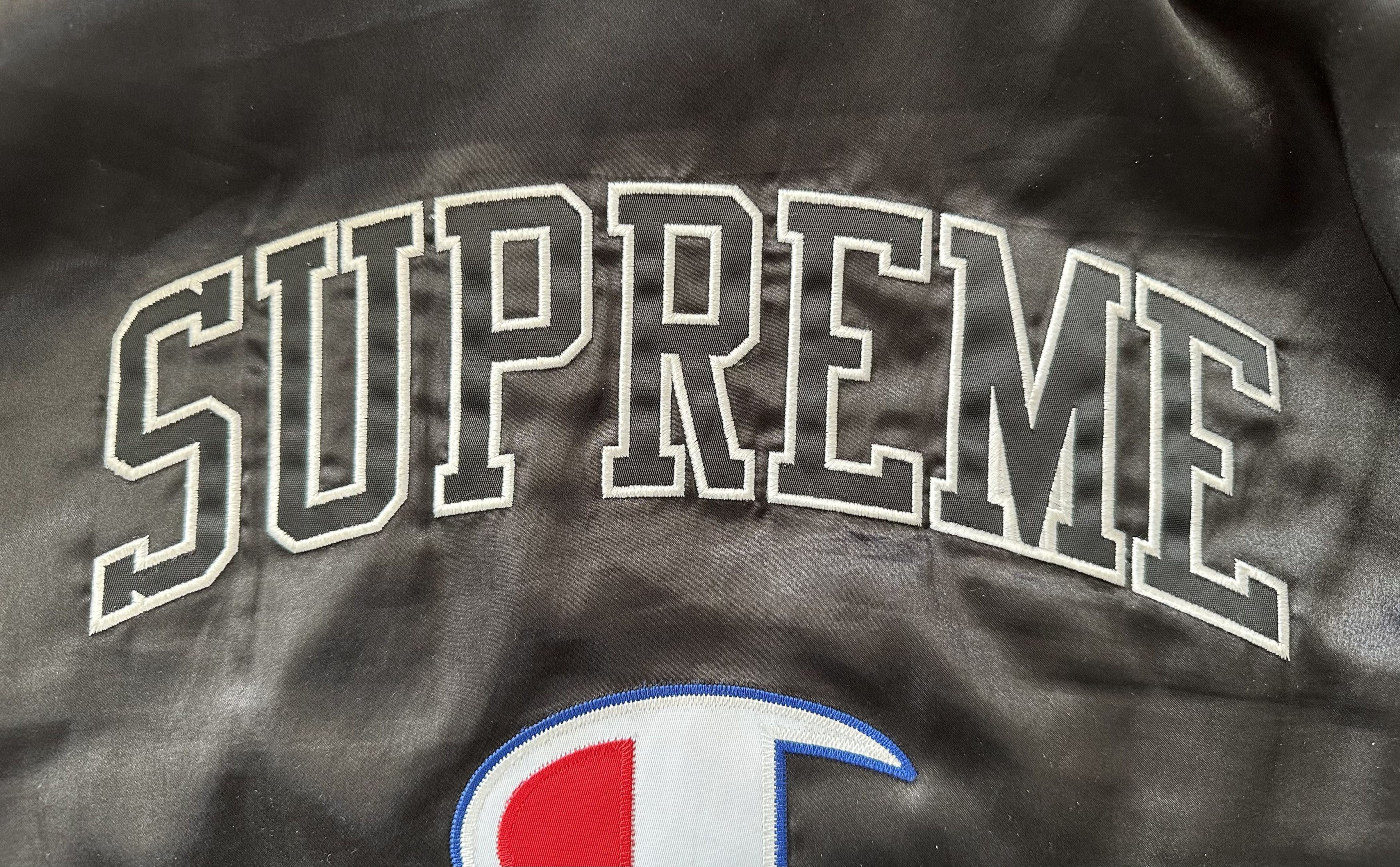 Champion × Supreme Supreme x Champion Varsity Black Jacket size S Size US S / EU 44-46 / 1 - 5 Thumbnail
