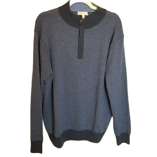 Peter Millar Stripe Long Sleeve 1/4 Zip Italian Wool Sweater