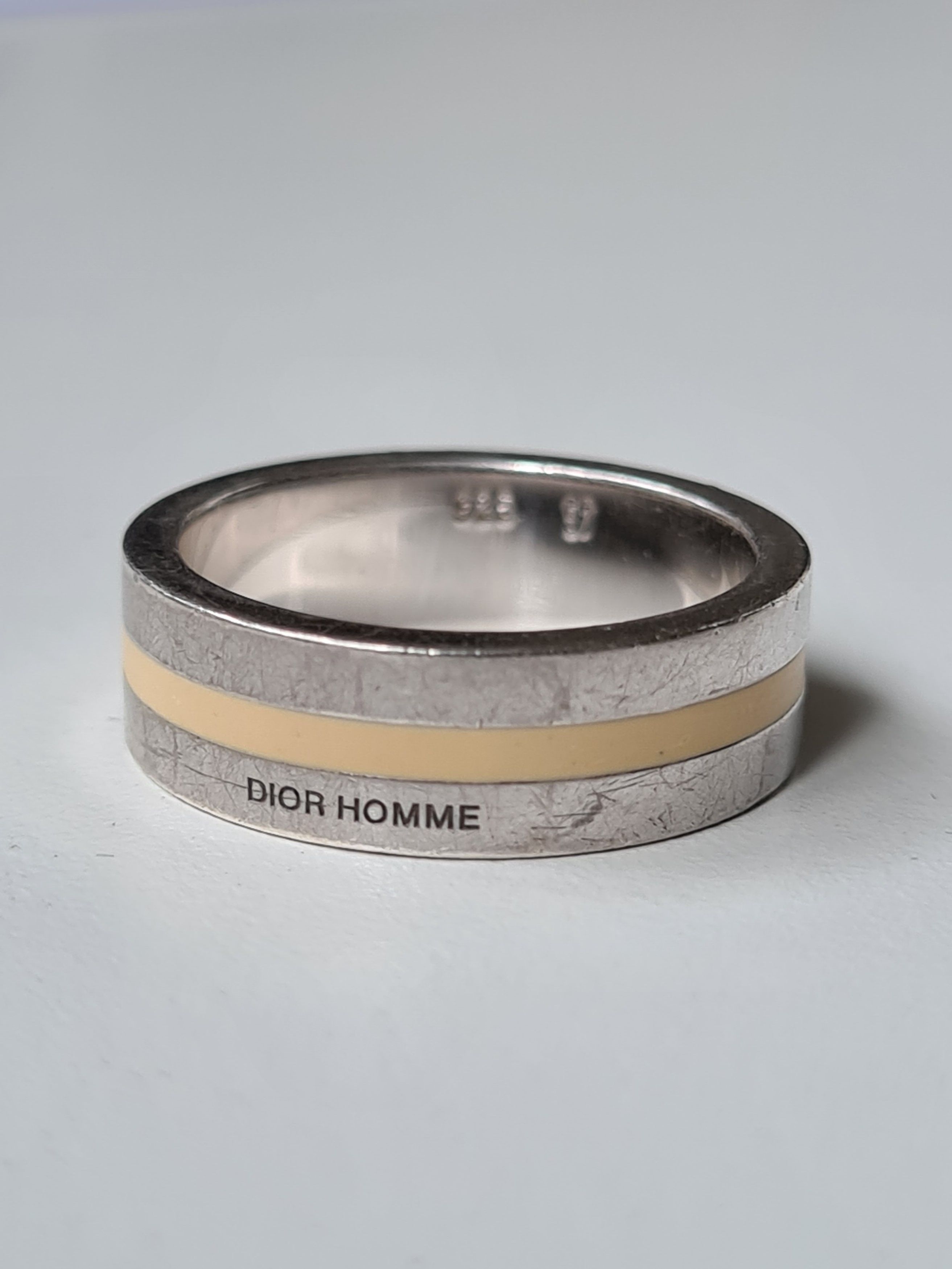 Pre-owned Dior X Hedi Slimane Aw06 Cream Band Silver 925 Ring