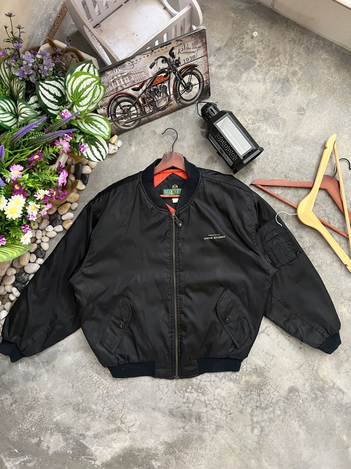 Vintage Vintage 🏴‍☠️🖤 Aichi Studio Black Bomber Jacket Size US M / EU 48-50 / 2 - 2 Thumbnail