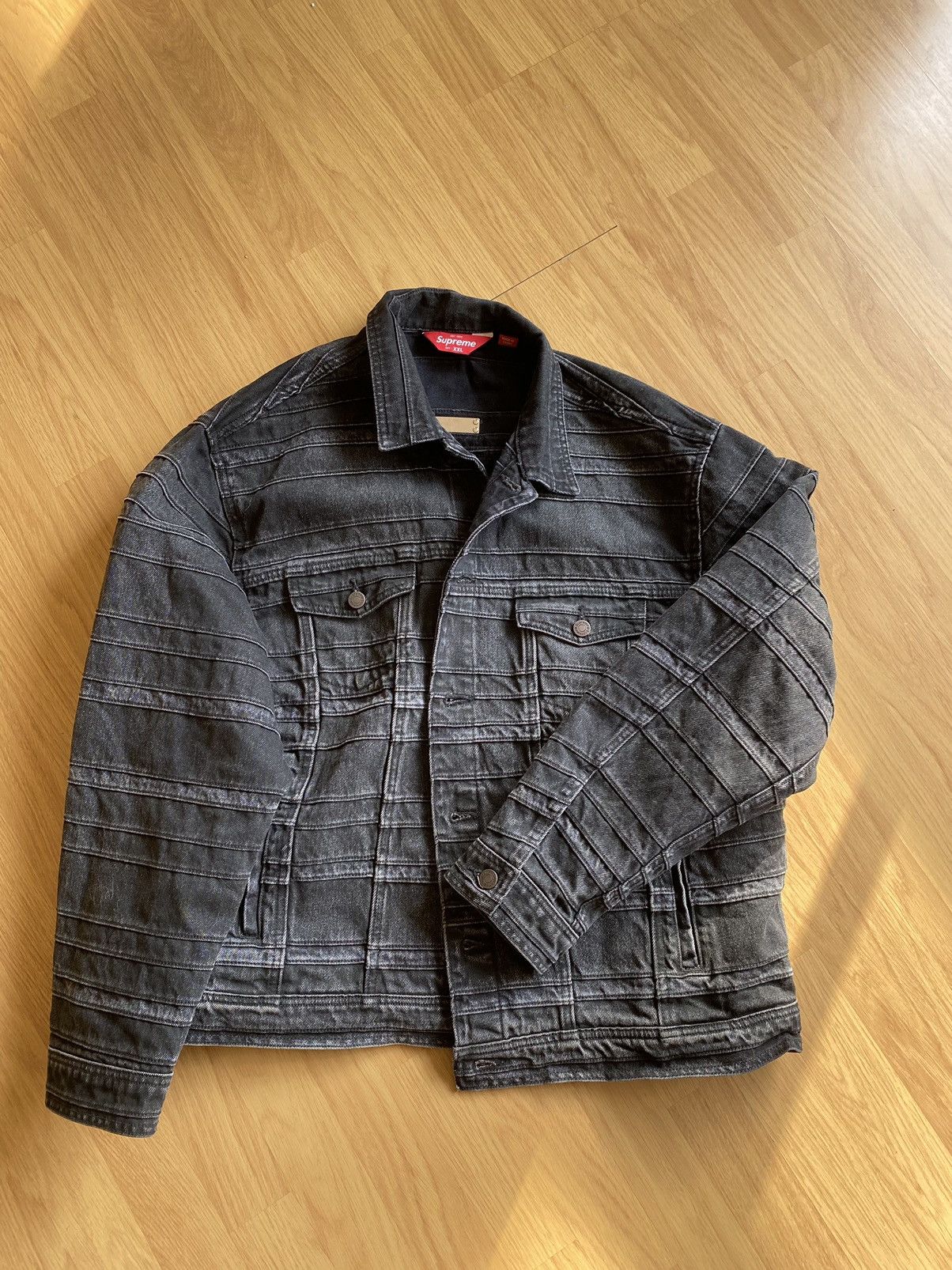 Supreme Layered Denim Trucker Jacket Black