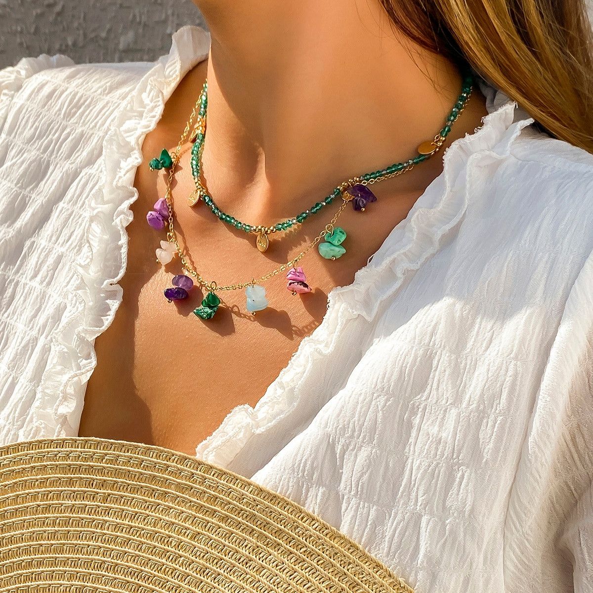 Jewelry Bohemian Natural Stone Pendant Necklace Size ONE SIZE - 2 Thumbnail