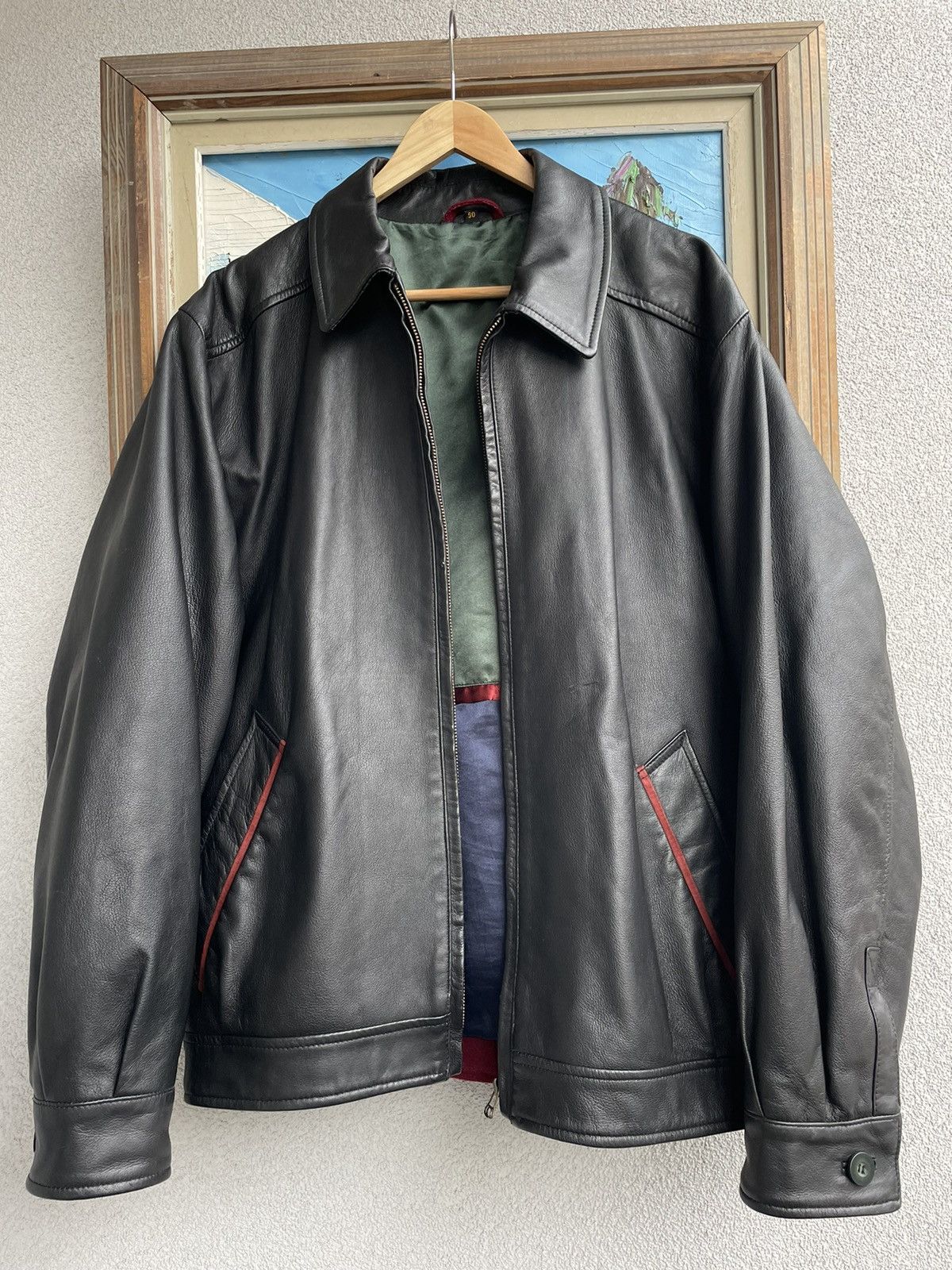 Leather Vintage 90s High Quality Genuine Leather Jacket Hype Casual Size US L / EU 52-54 / 3 - 2 Thumbnail