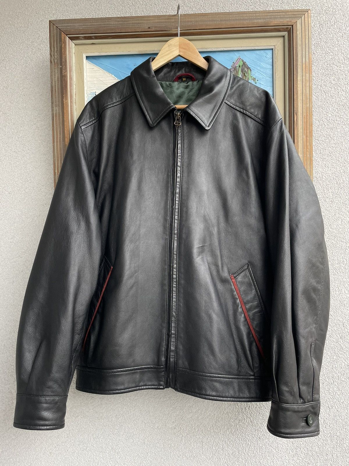 Leather Vintage 90s High Quality Genuine Leather Jacket Hype Casual Size US L / EU 52-54 / 3 - 1 Thumbnail