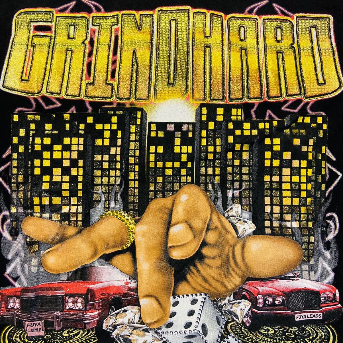 Vintage 1990s FUYA DICE GRINDHARD OVERSIZED BAGGY VINTAGE TEE - № 0 Size US XXL / EU 58 / 5 - 7 Thumbnail