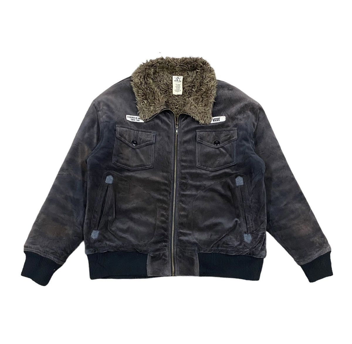 Vtg🔥Vans Trucker Velvet Jacket Linning Sherpa Fur Jacket