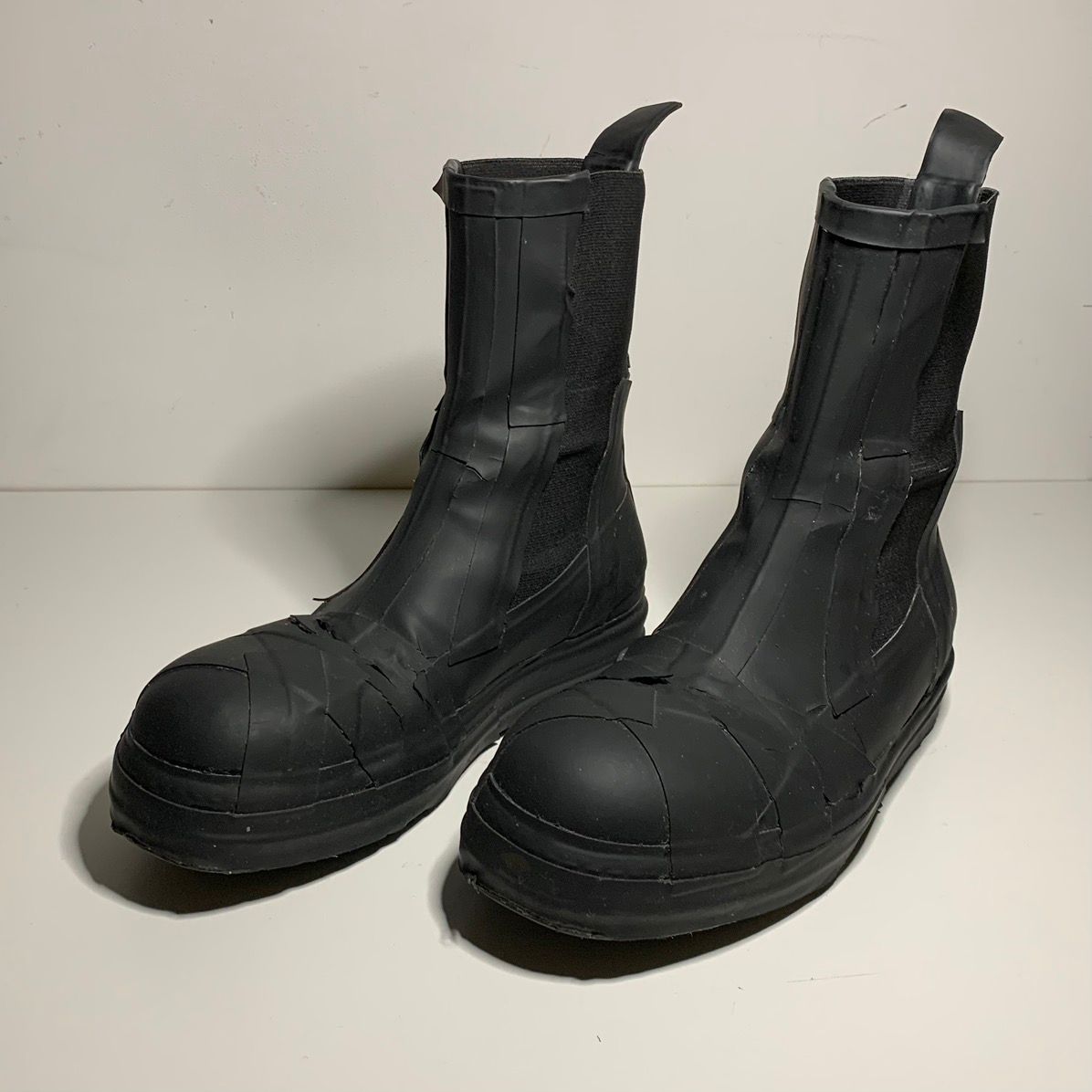 Pre-owned Rick Owens Rubber Taped Bozo Beatle Boots In Black