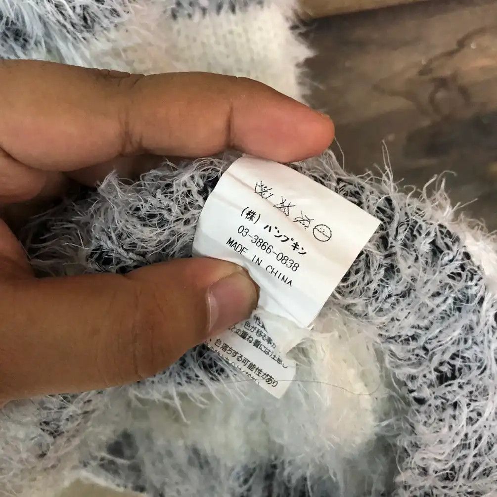 Aran Isles Knitwear × Japanese Brand × OVER THE STRiPES Groce White Stripe Shag Shaggy Fur Mohair Knitwear #705 Size M / US 6-8 / IT 42-44 - 10 Thumbnail