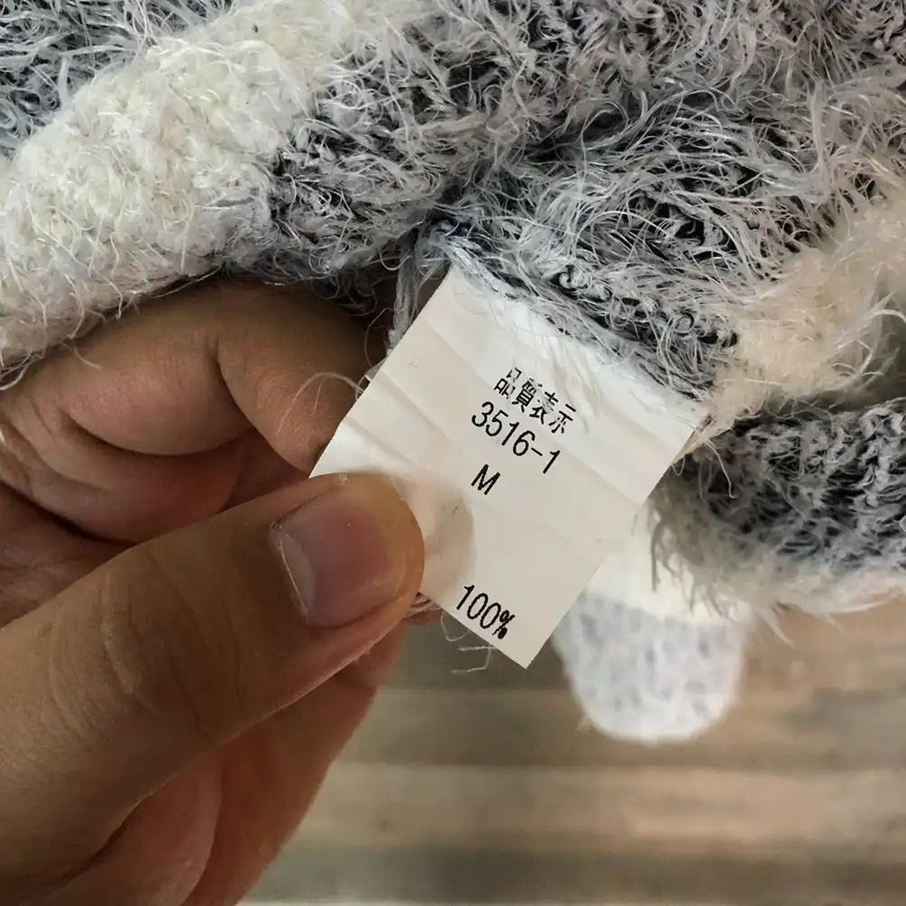 Aran Isles Knitwear × Japanese Brand × OVER THE STRiPES Groce White Stripe Shag Shaggy Fur Mohair Knitwear #705 Size M / US 6-8 / IT 42-44 - 9 Thumbnail