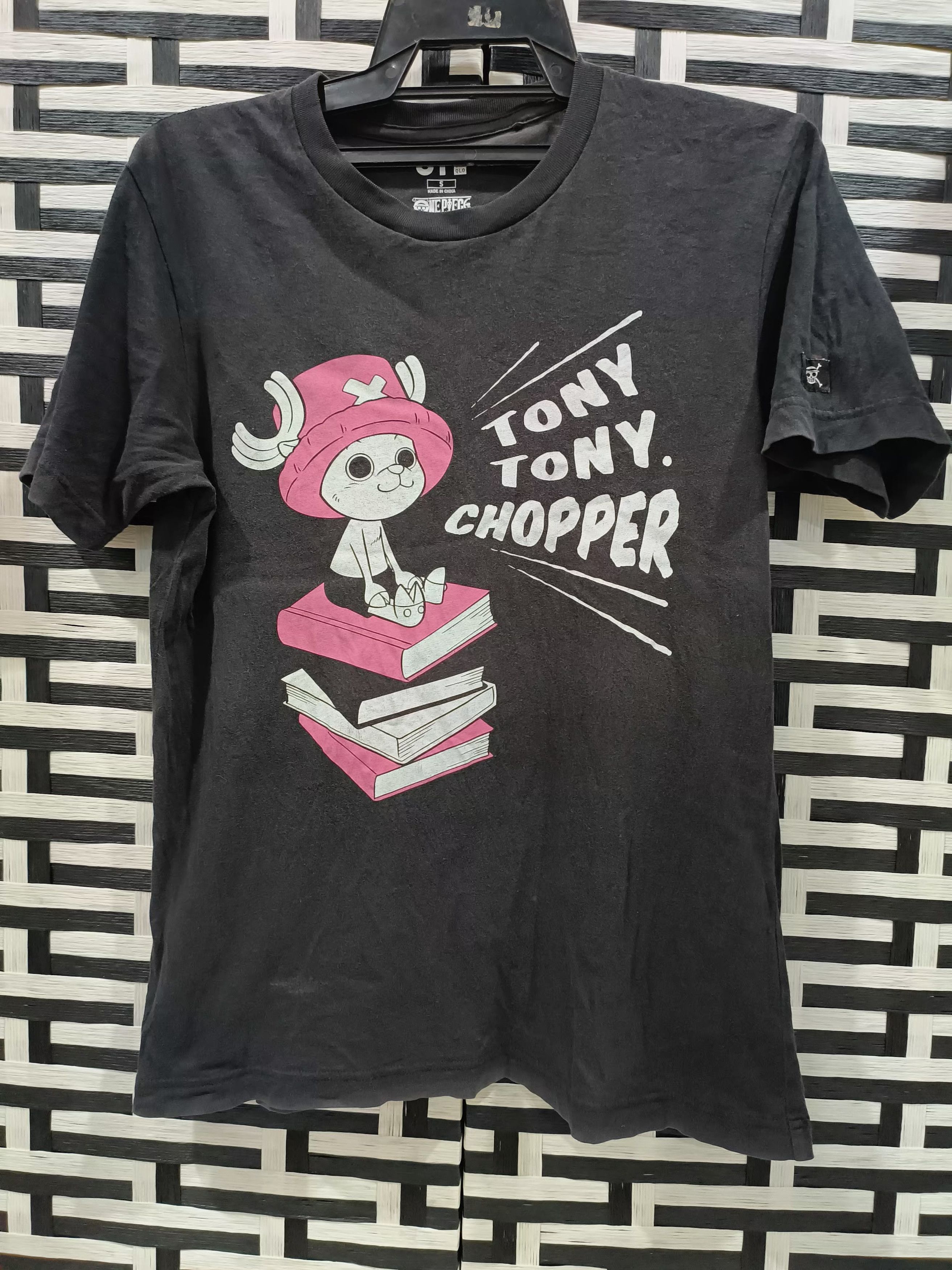 Image of Anima x One Piece Tony Chopper X Uniqlo Thrashed Tee in Faded Black, Men's (Size Small)