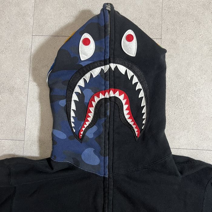 Bape BAPE Blue Camo Shark Black zip hoodie WGM | Grailed