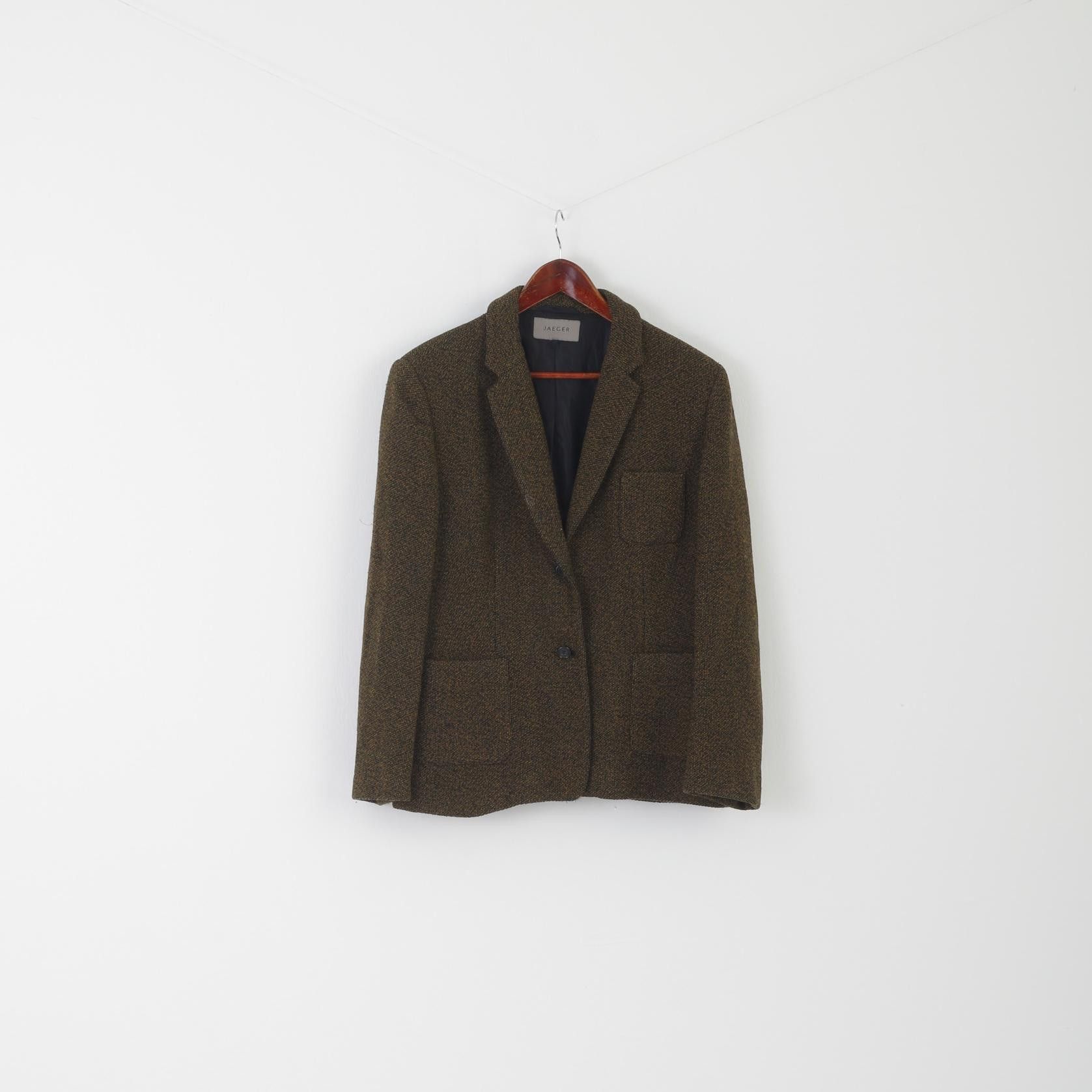 Jaeger Jaeger Women 16 XL Blazer Green Brown Wool 8511 Size XL / US 12-14 / IT 48-50 - 1 Thumbnail