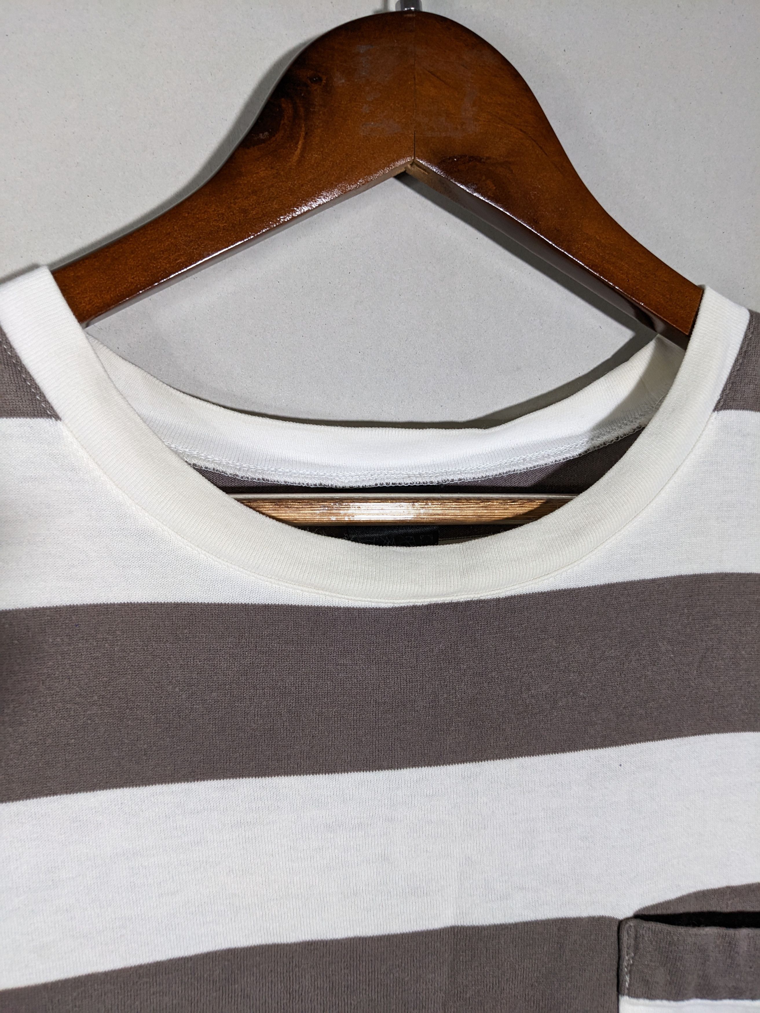 Number (N)ine × Takahiromiyashita The Soloist. Number Nine Prisoner Striped Gray White Pocket T-Shirt Size US L / EU 52-54 / 3 - 8 Thumbnail