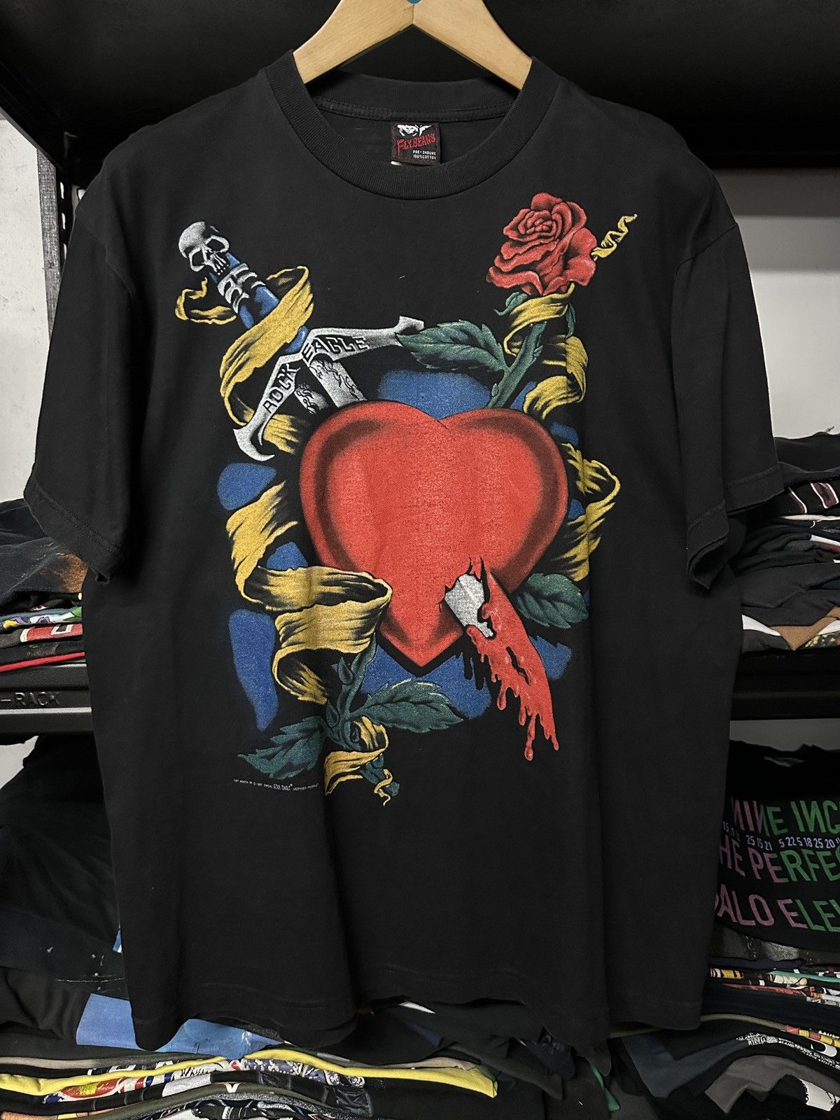 Band Tees × Guns N' Roses × Vintage Vintage 90s Rock Eagle Mirror Print Bootleg Tee Size US XL / EU 56 / 4 - 7 Thumbnail