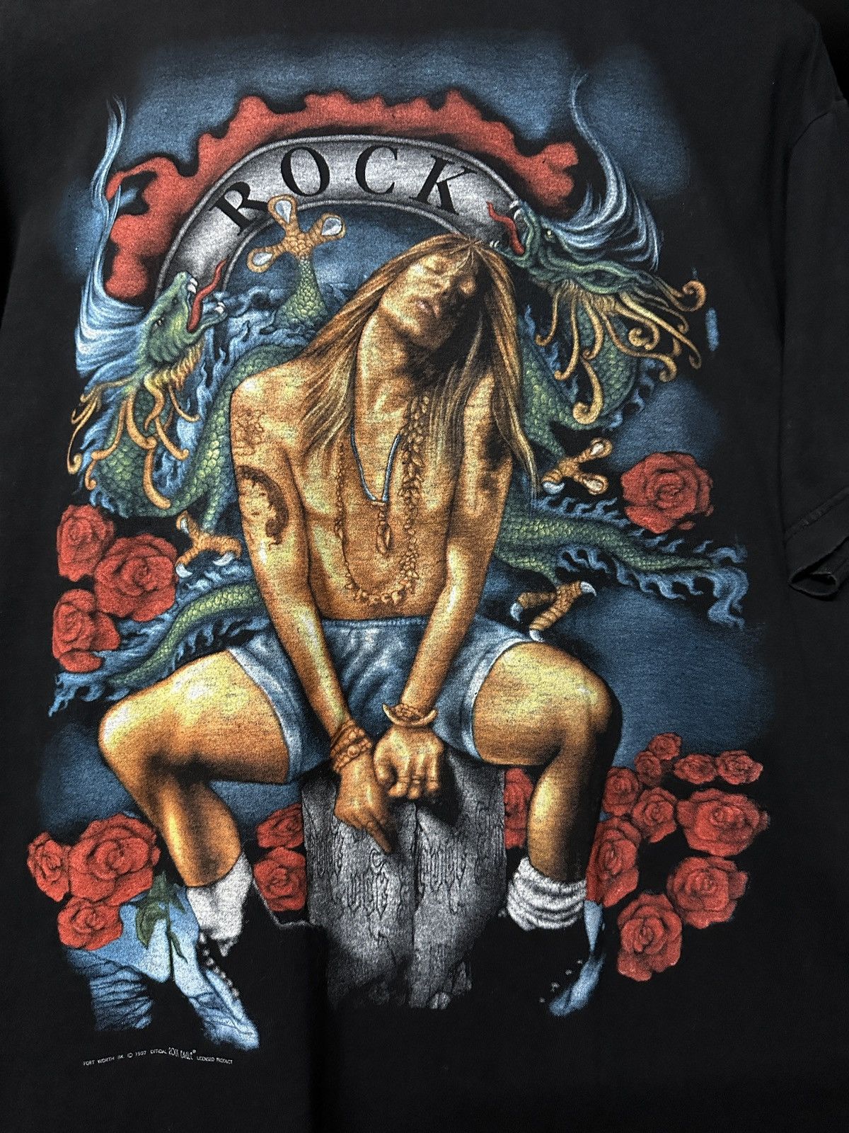 Band Tees × Guns N' Roses × Vintage Vintage 90s Rock Eagle Mirror Print Bootleg Tee Size US XL / EU 56 / 4 - 2 Thumbnail