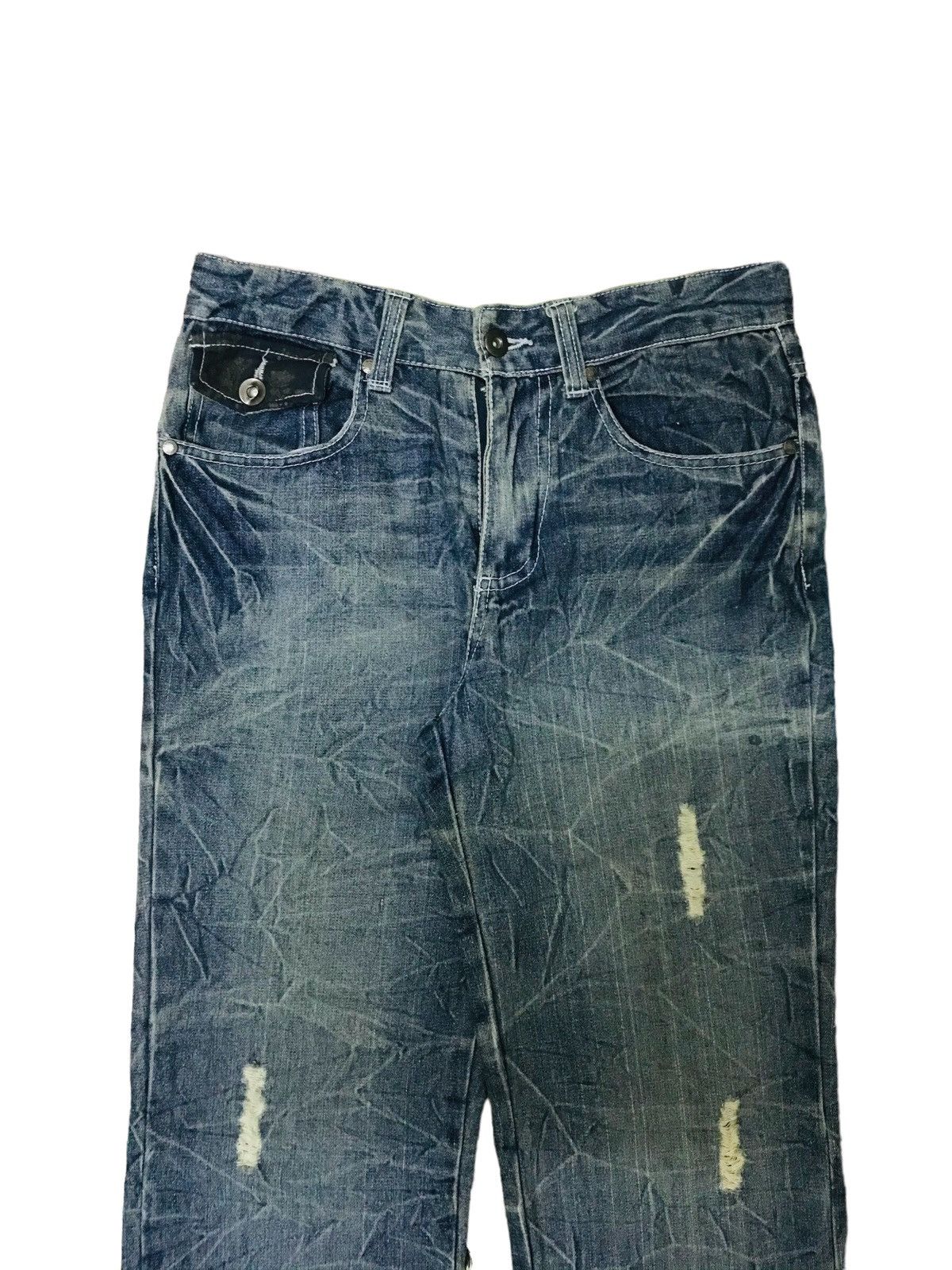 If Six Was Nine Japan Brand Distressed Denim Washed Mud Clawn Straight Cut Size US 29 - 4 Thumbnail