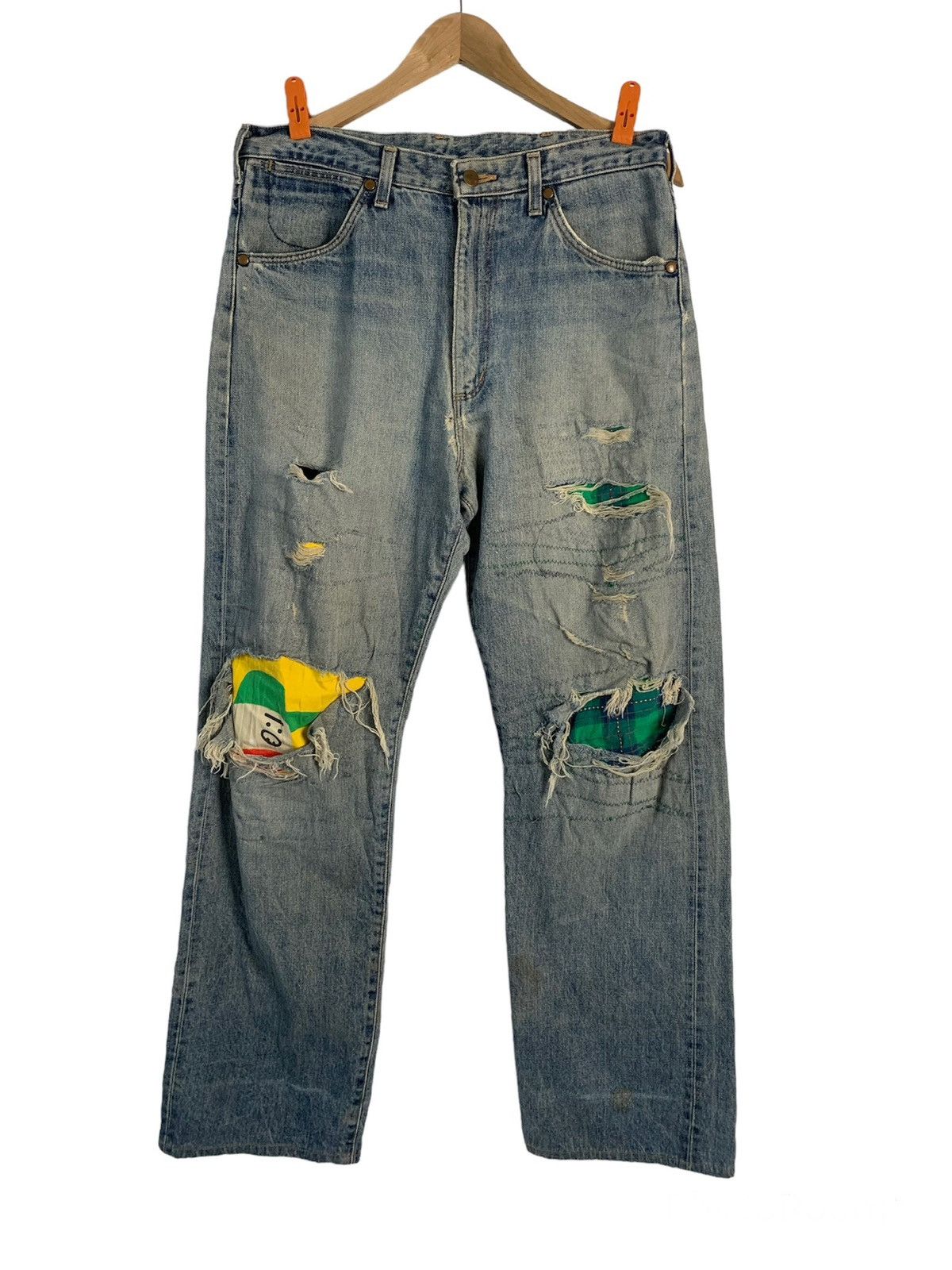 Wrangler Vintage Wrangler Selvedge Patchwork Jeans Size US 33 - 1 Thumbnail