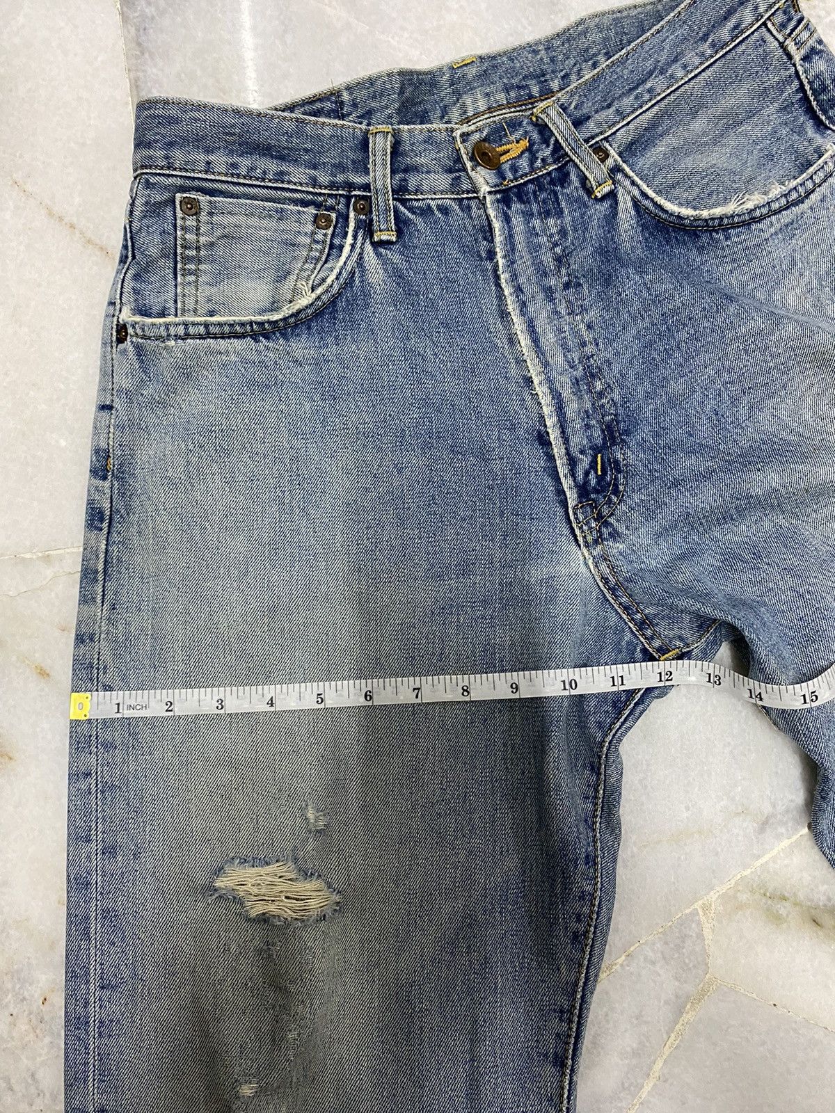 Edwin VINTAGE EDWIN 505 SELVEDGE DISTRESSED DENIM JEANS Size US 30 / EU 46 - 20 Thumbnail